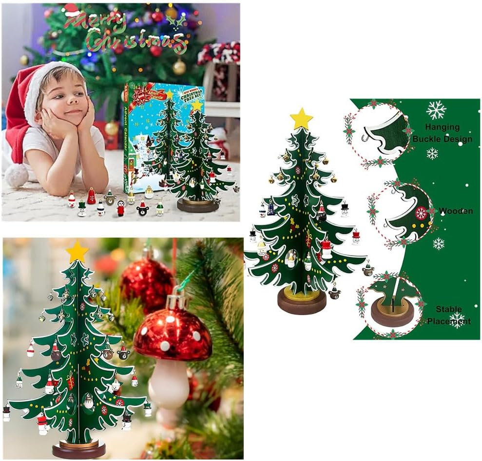 Christmas Advent Calendar Box Christmas Tree Countdown Calendar Set,Tabletop Christmas Tree and Ornaments Set, 24 Days Christmas Countdown Calendar Creative Xmas Gifts for Boys, Girls and Kids Adults image number 6