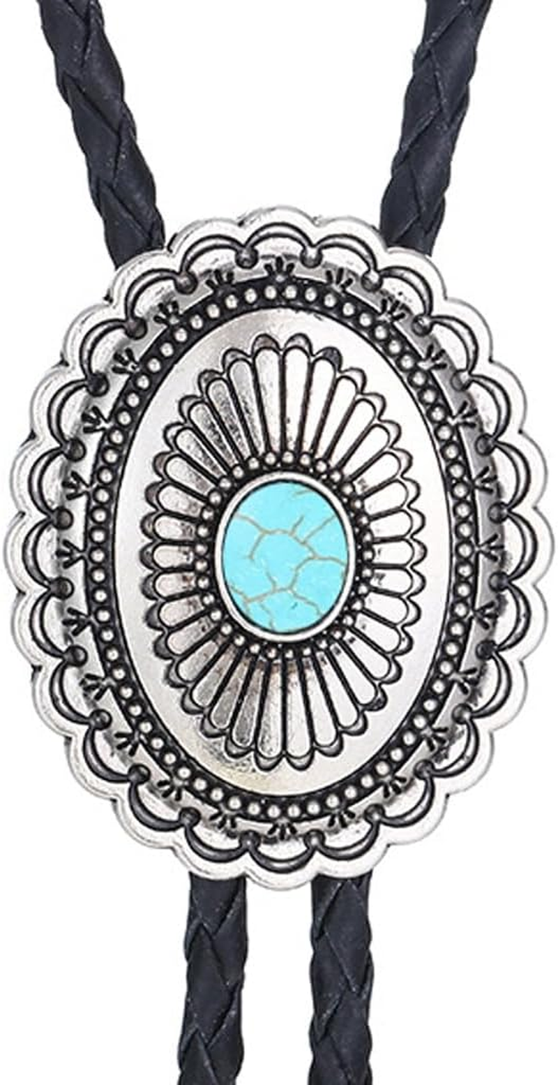 Gelconnie Bolo Tie for Men Women Leather Rope Wedding Necklace Western Cowboy Bolo Tie Western Leather Necktie image number 5