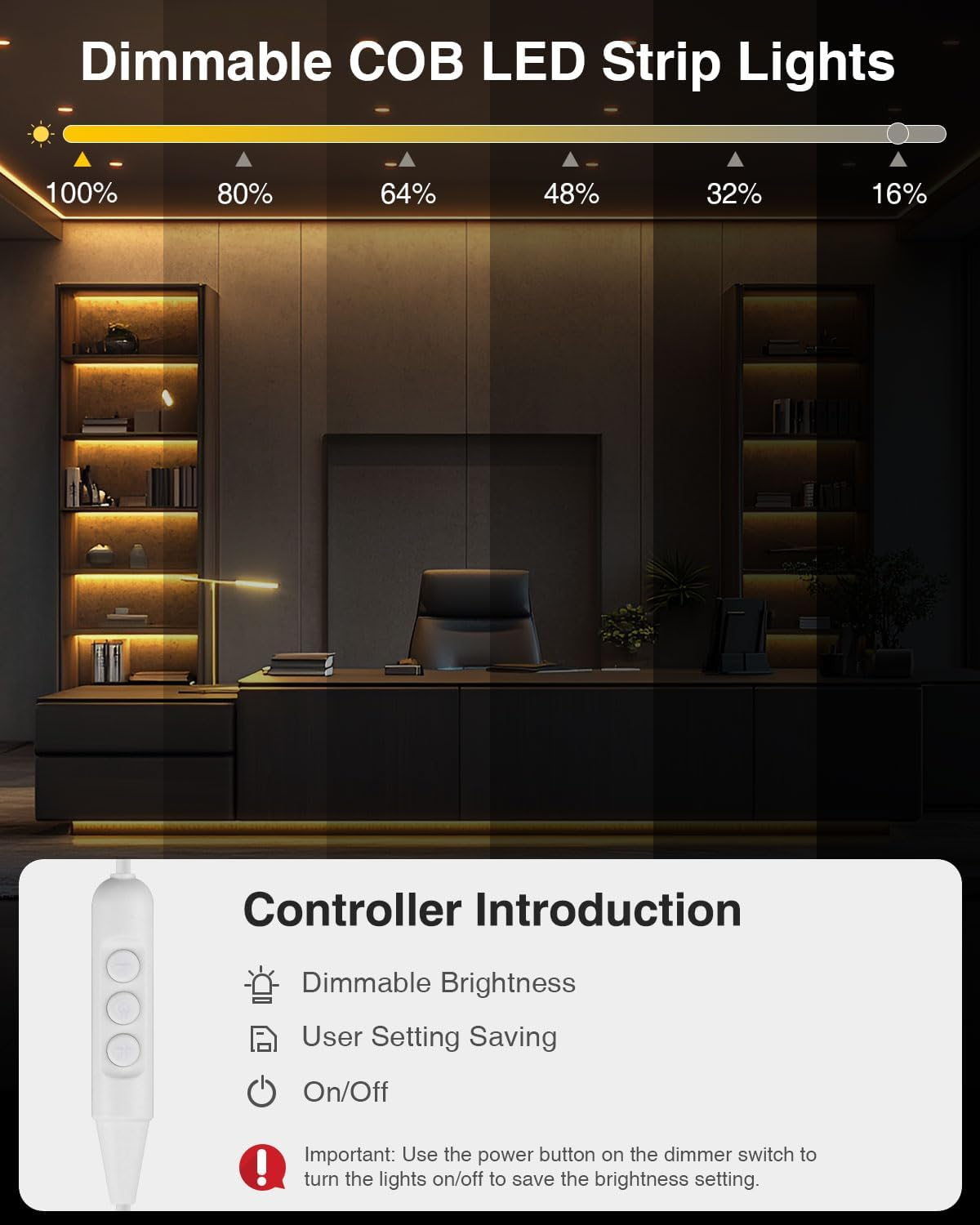 Aclorol 3M COB LED Strip Light Warm White 3000K 5V USB Flexible LED Light Strip 8Mm Width Dimmable CRI85+ Dotless LED Tape Light High Density 320Leds/M for Bedroom Kitchen under Cabinet Home Decor image number 5