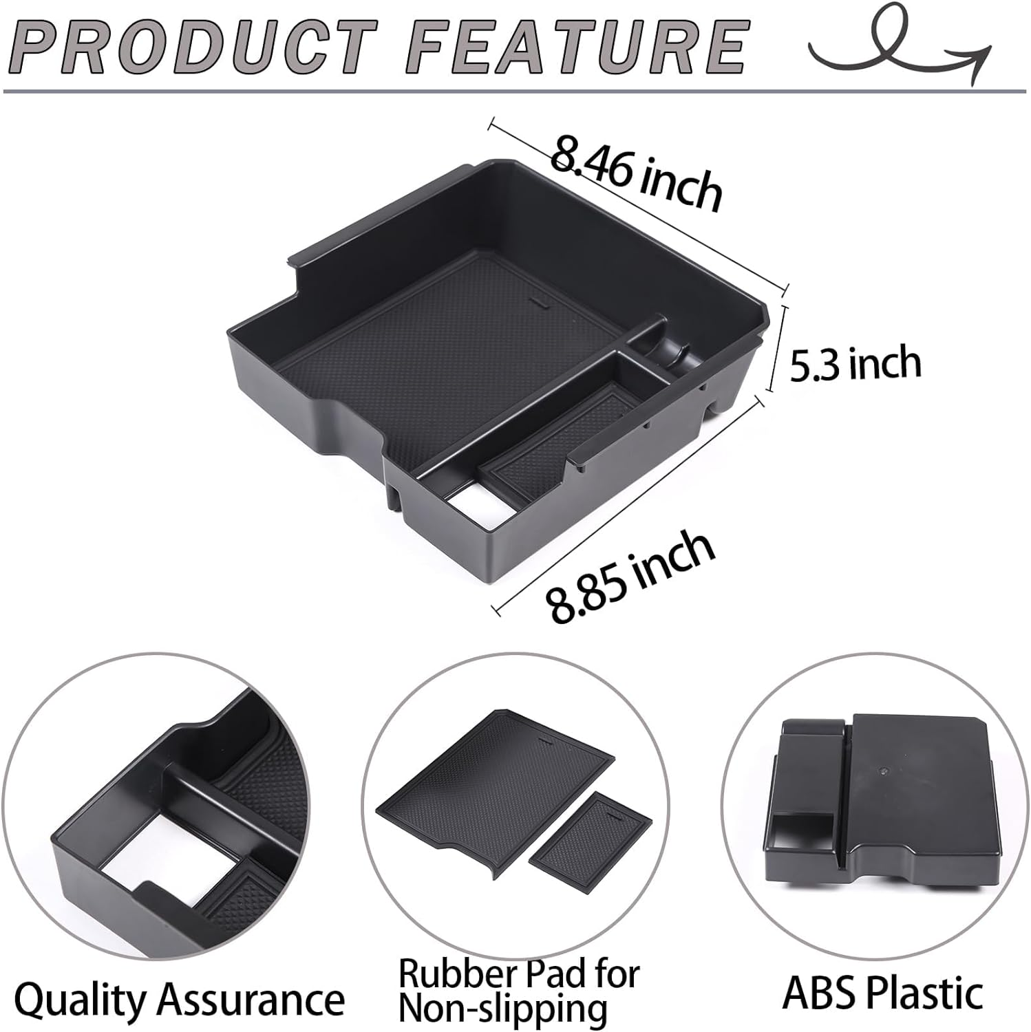 Car Center Console Armrest Box Storage Box Tray Compatible with Ford Everest/Ranger 2023
