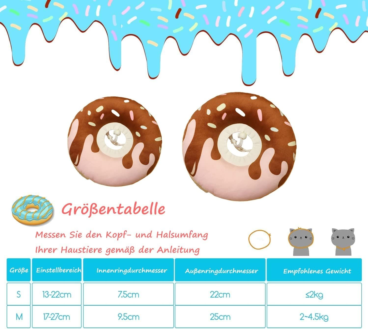 Voarge Cat Collar, Soft Soft Cat Protective Collar, Adjustable Cat Recovery Collar, anti Bite Safety Adjustable Protective Collar, for Pets Cats Puppies (M) image number 5