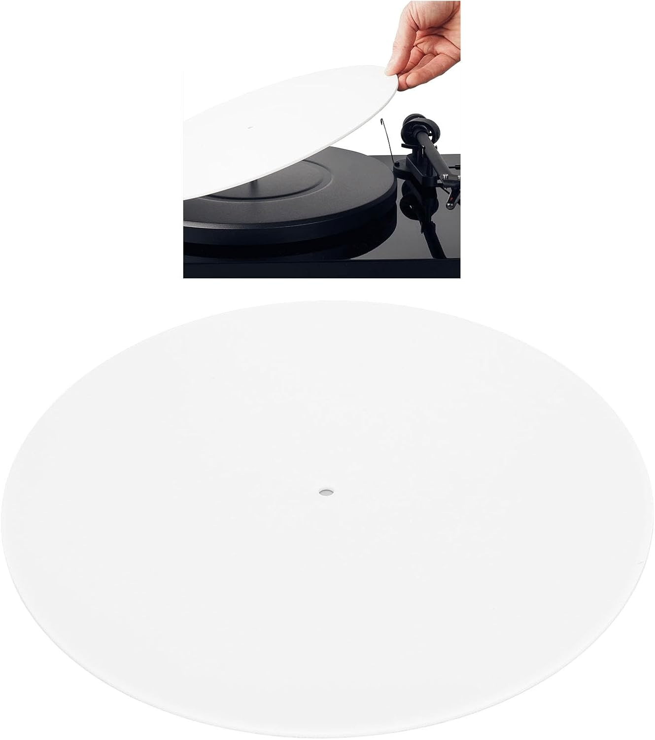 Acrylic Turntable Mat, Record Platter Slipmat Reduce Static Dust Noise Replacement Acrylic Record Platter Slipmat for 12 Inch Record Player (Bright White)