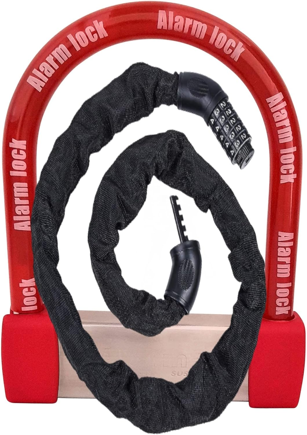 Enzzone Bike Lock Heavy Duty anti Theft Alarm Bike U Lock 120Db, 16Mm Stainless Steel, 3 Keys, Spare Batteries, with Combination Chain Lock - 3'.2" in Length - Manganese Steel - Digit Resettable image number 3