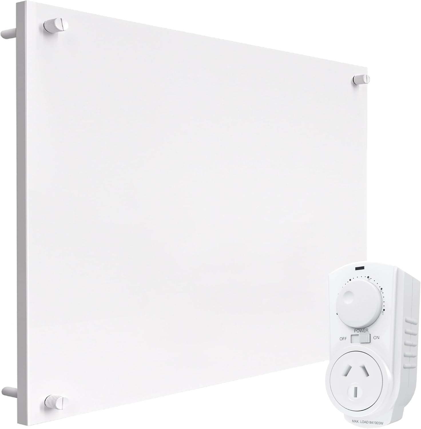 Econohome Wall Mount Space Heater Panel - 250 Watt Splashproof Convection Heater with Thermostat - Ideal for 100 Sq Ft Room or Bathroom - 240V Electric Heater image number 2