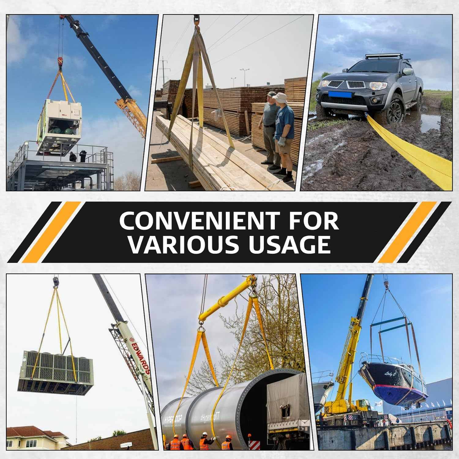 2 Pack 2" X 6 Ft Lifting Straps Heavy Duty Lift Sling Straps 3000 Lbs Load Capacity and 9000 Lbs Breaking Strength Flat Eye Web Sling image number 4