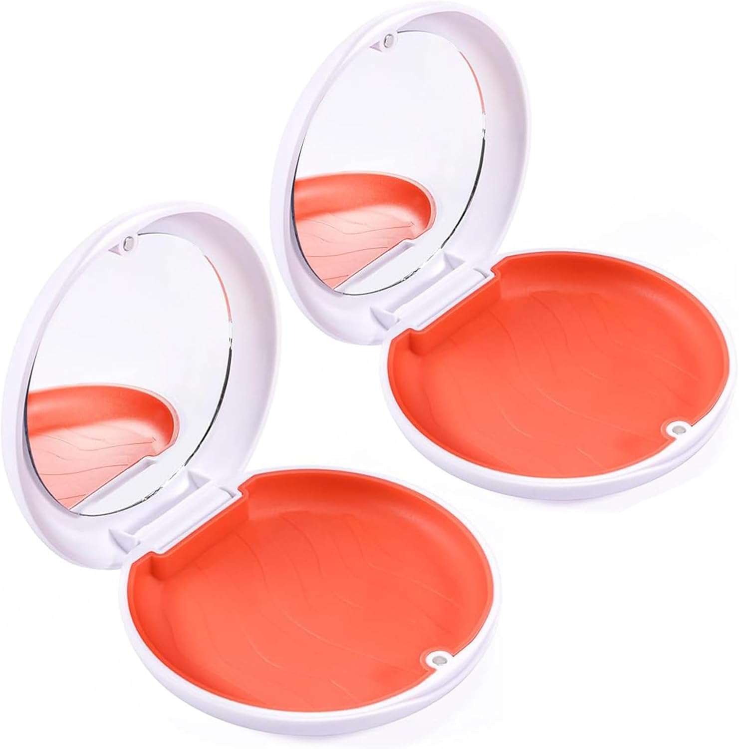 2PCS Orthodontic Retainer Case with Mirror Magnetic Braces Storage Box Denture Case Retainer Holder Solid Orthodontic Aligner Retainer Case Denture False Box Mouthguard Container for Oral Care (White) image number 2