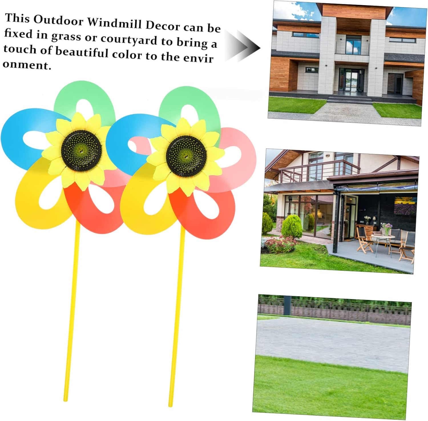 SUPVOX 2Pcs Easy to Use Outdoor Windmill Decor Large Pinwheel for Garden Yard Lawn Solar Decor Wind Spinners image number 6