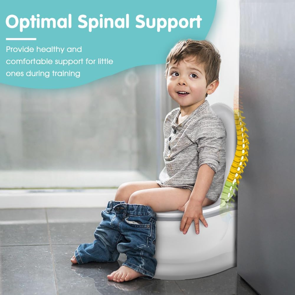 Playpals Potty Training Toilet, Realistic Toddler Potty Training Toilet with Soft Seat, Removable Potty Pot, Toilet Tissue Dispenser and Splash Guard for Toddler& Baby, Easy to Empty and Clean, Grey image number 5