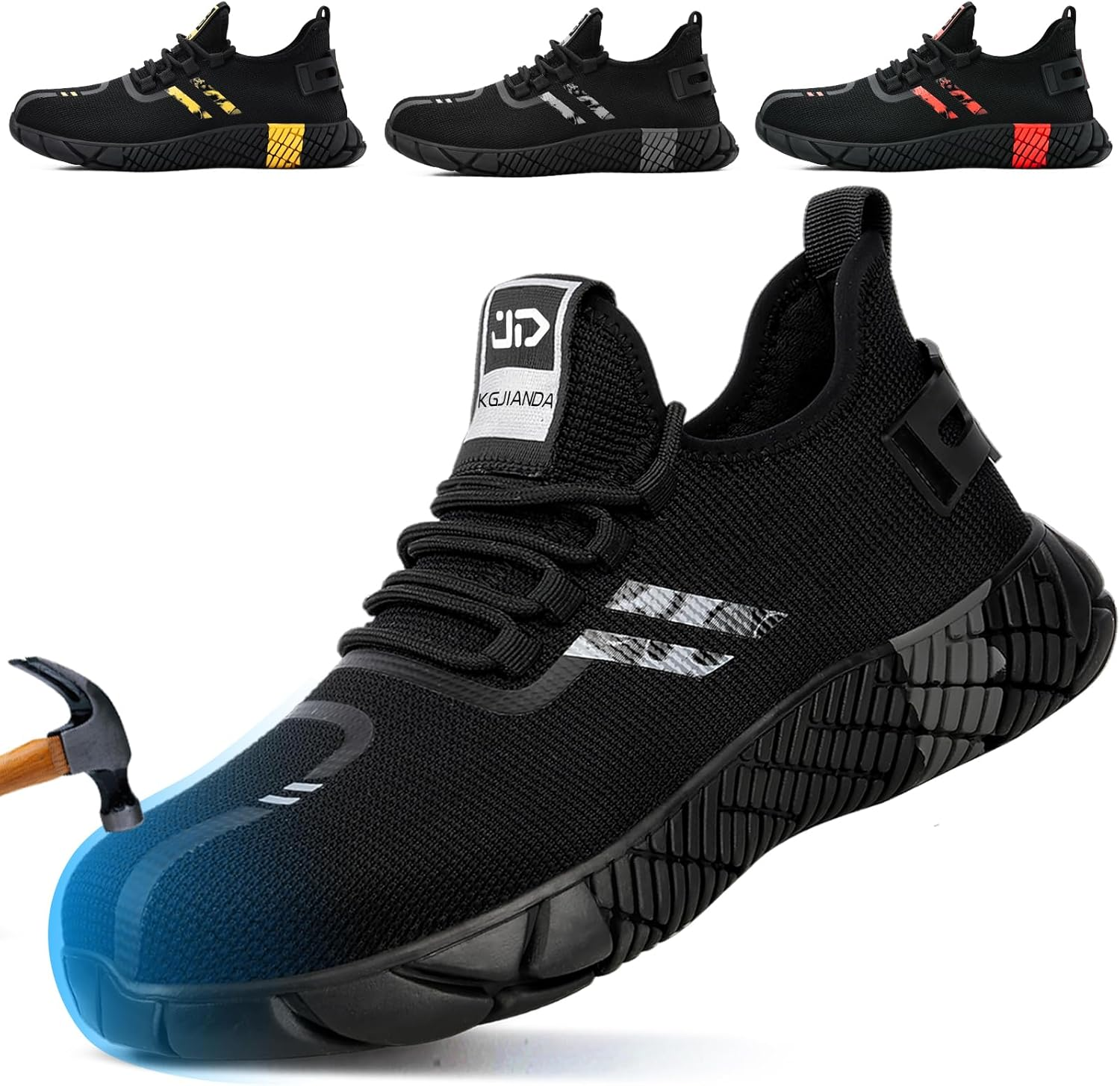 KGJIANDA Steel Toe Shoes for Men Breathable and Lightweight Safety Shoes Indestructible Construction Shoes