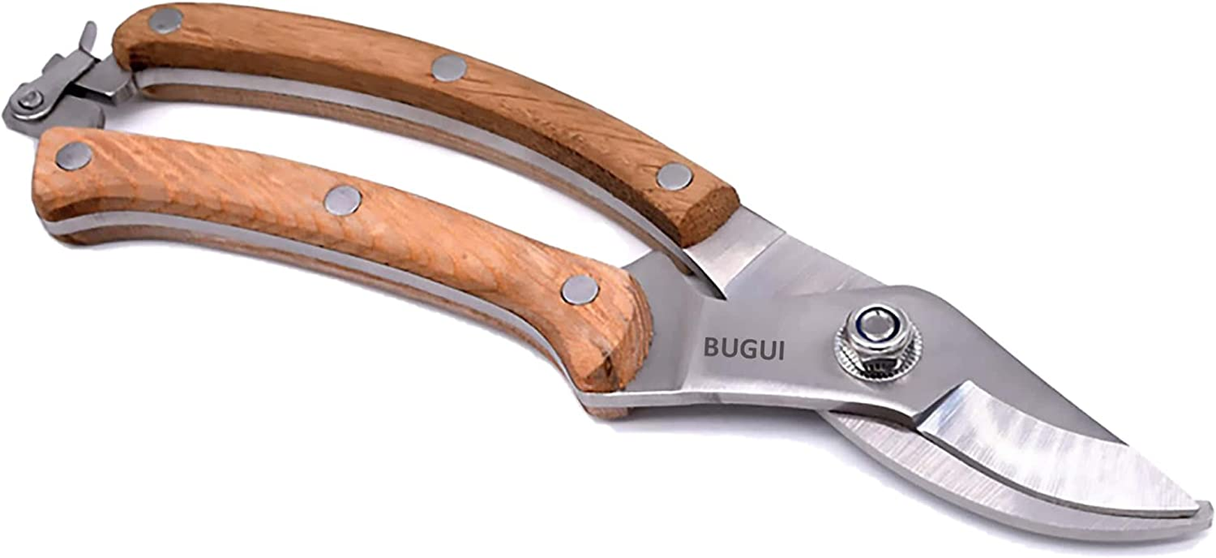 BUGUI Bypass Garden Pruning Shears - Premium SK-5 Steel Blade, Professional Garden Shears, Sharp Garden Scissors for Cutting Live Flowers, Trimming Plants, Light Branches, 8"