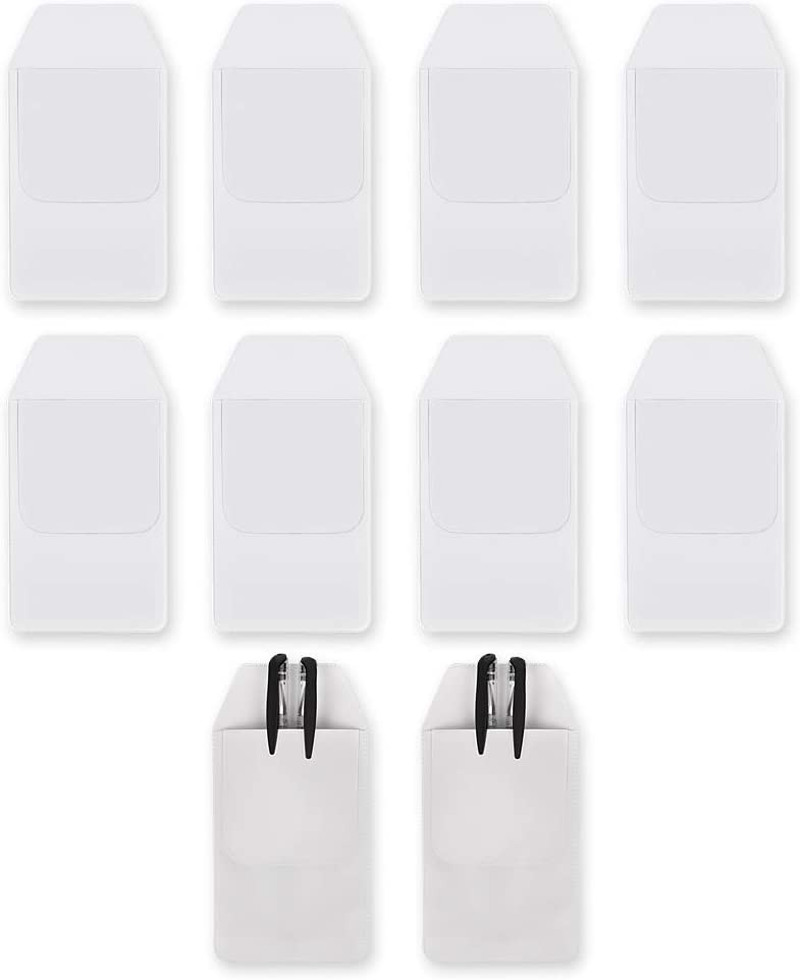 DS. DISTINCTIVE STYLE Shirt Pocket Protector 10 Pieces PVC Pocket Protectors for School Hospital Office Supplies (White)