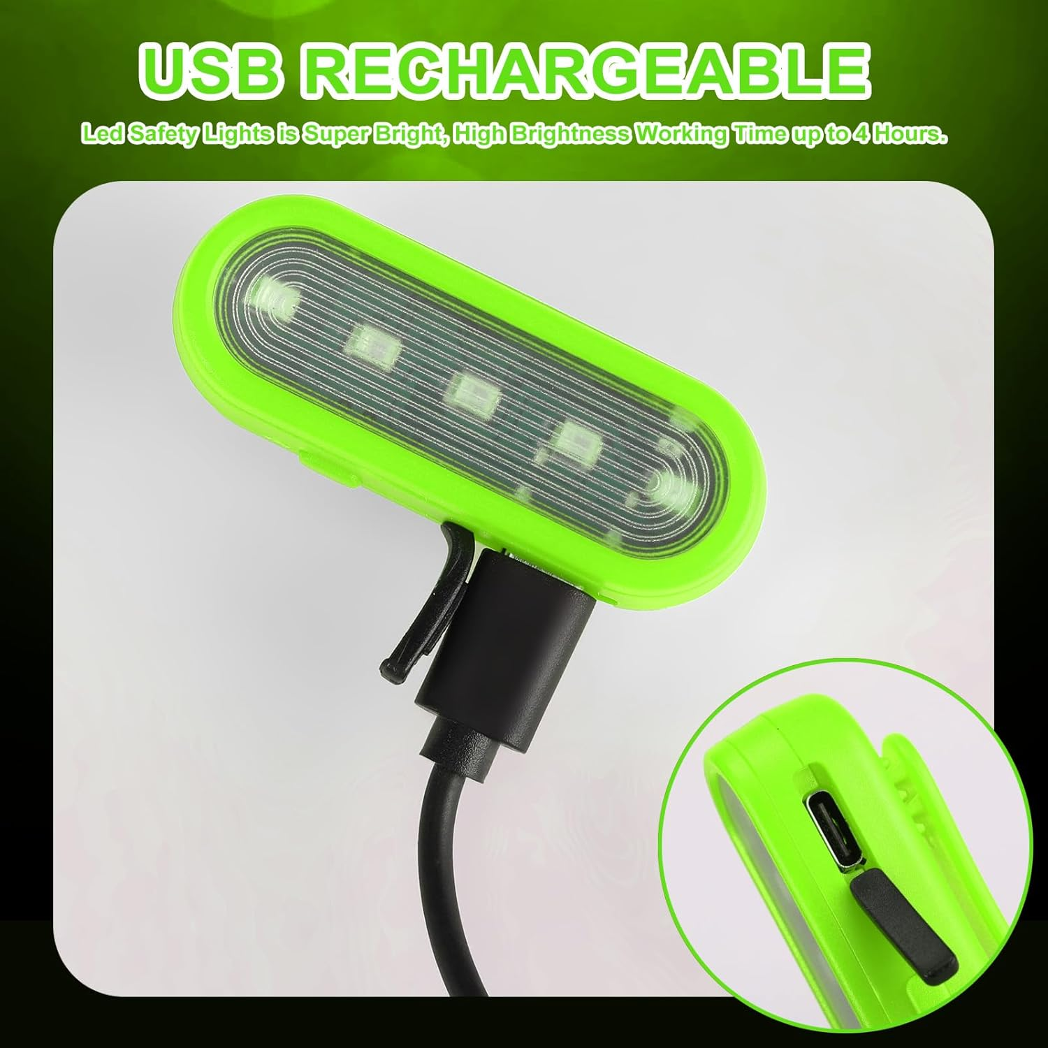 Running Light for Runners, USB Rechargeable Safety Lights for Walking at Night Clip on Torch Waterproof Compact LED Flashlight Work Light Emergency Warning Flashing, for Camping Hiking Dog Walking image number 2