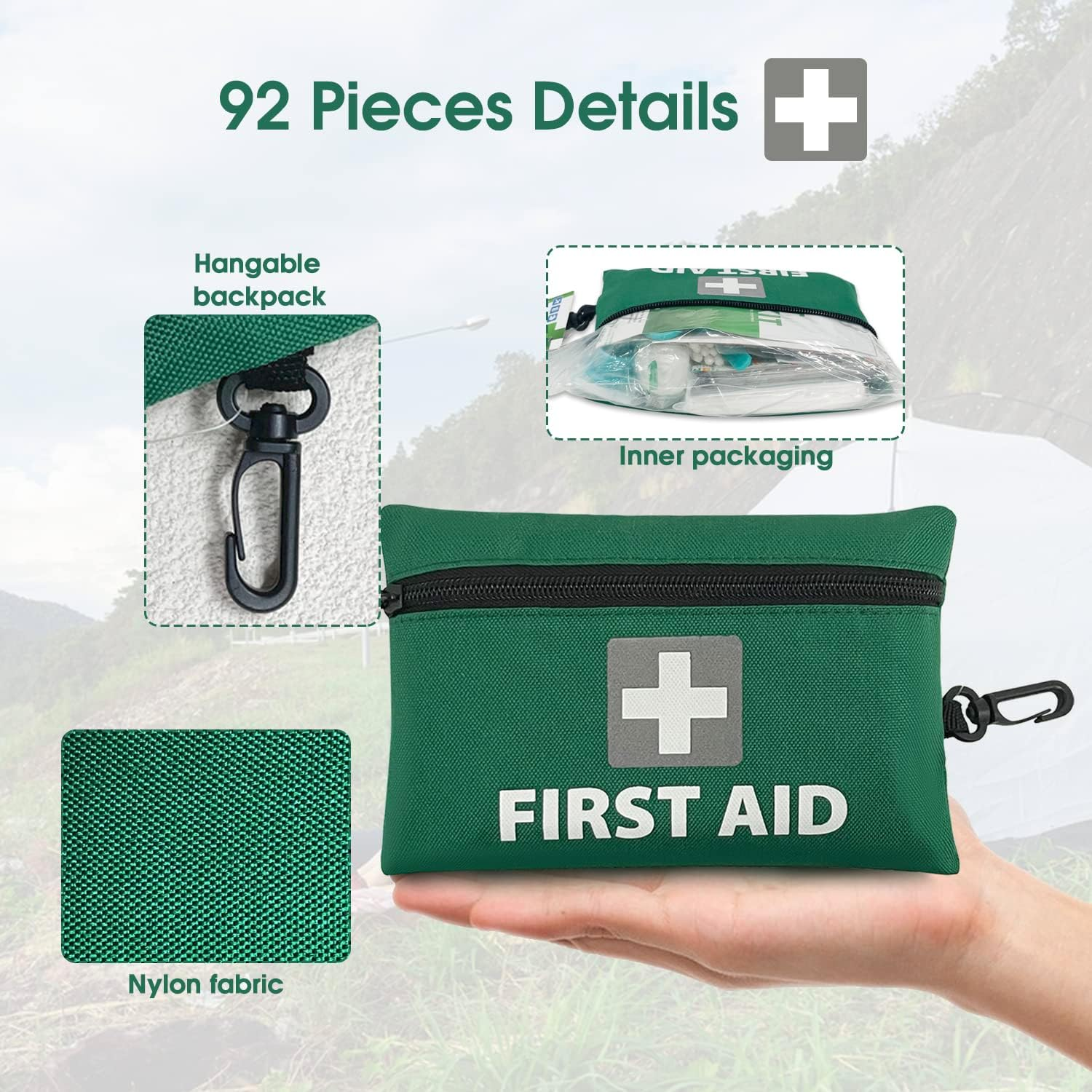 Clevinger Mini First Aid Kit, 92Pcs Small First Aid Kit - Includes Emergency Foil Blanket, Scissors for Travel, Home, Office, Vehicle, Camping, Workplace & Outdoor, ARTG Number 400670 (1) image number 6