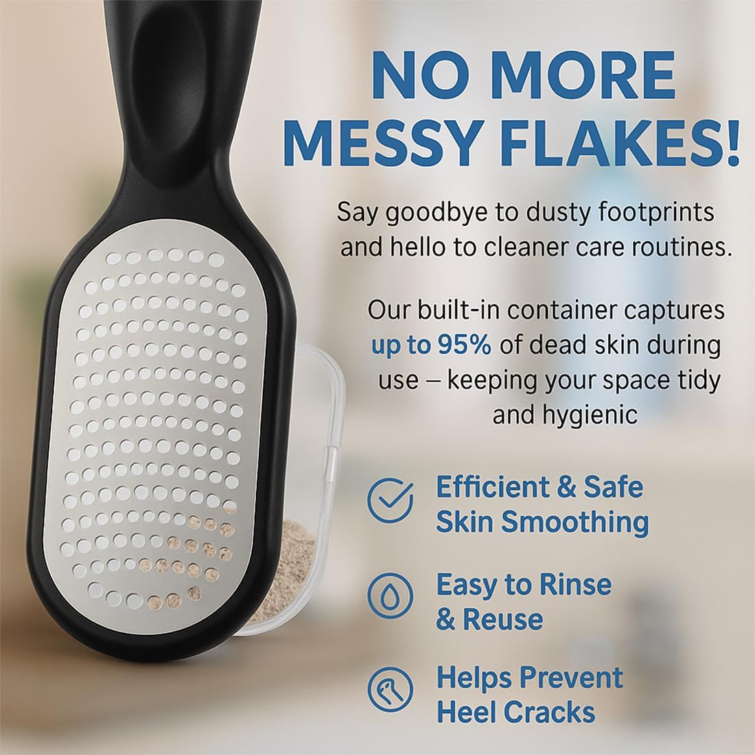 2 X Foot Rasp 2-In-1 (Black & White) with Crumb Tray, Callus Remover for Dry and Wet Feet