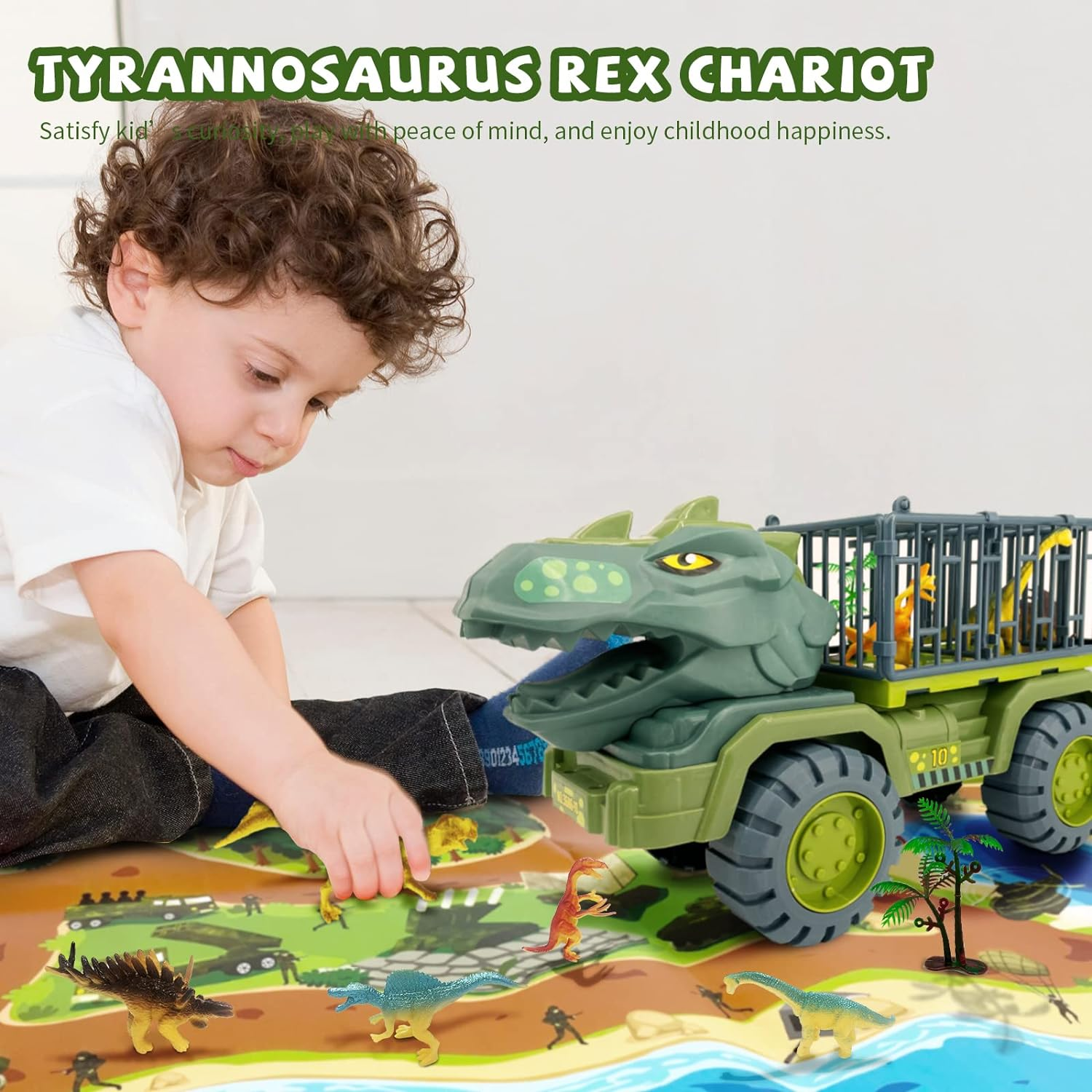 Dinosaur Truck Toy for Kids 3-7, Vehicle Carrier Car Toys with Dino Figures & Play Mat, Fun Toy Set Gifted for Boys and Girls, Exciting Adventures Await! image number 3