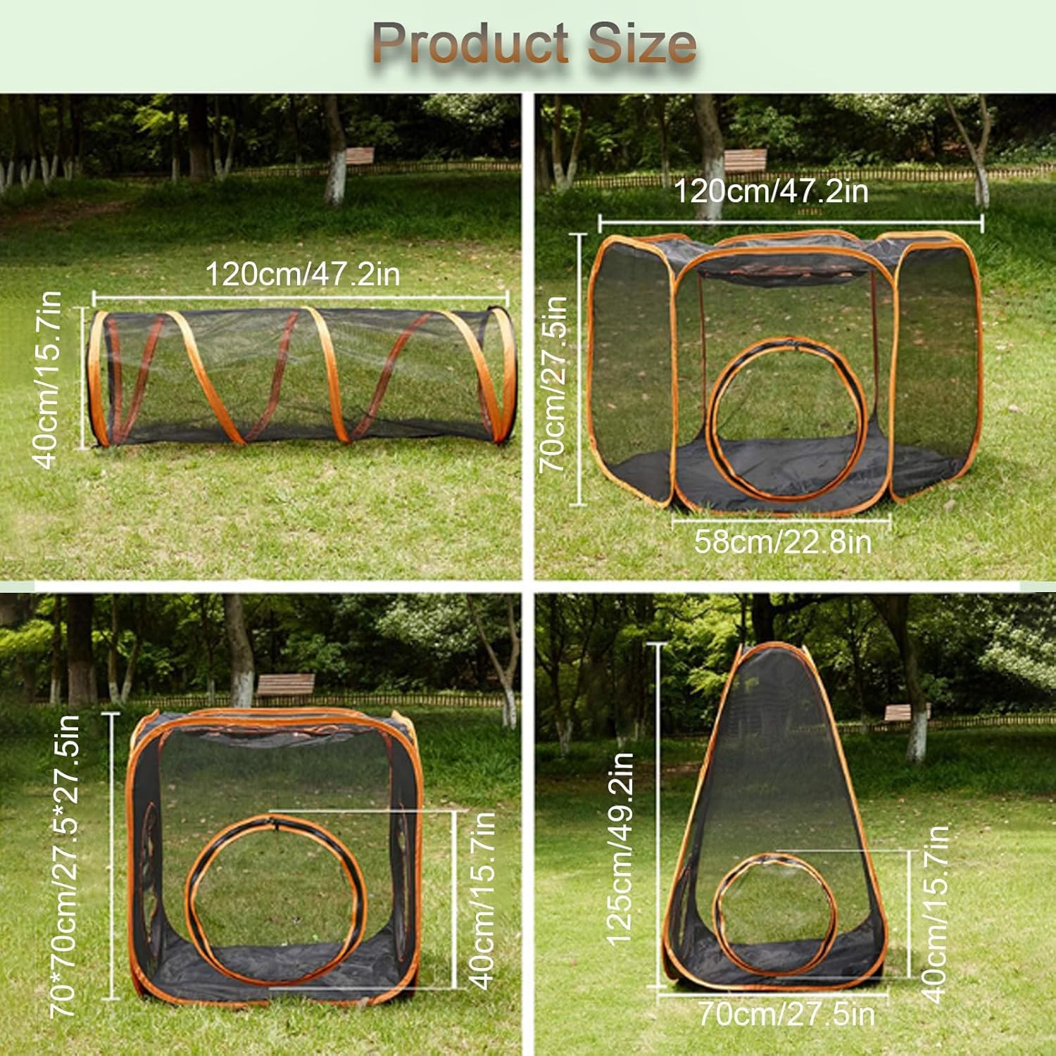 Outdoor Cat Enclosures, Portable Cat Playpen with Cat Tunnel - Foldable Outdoor/Indoor Cat House - Rabbits Ferrets, Small Animals Pet Tent image number 2