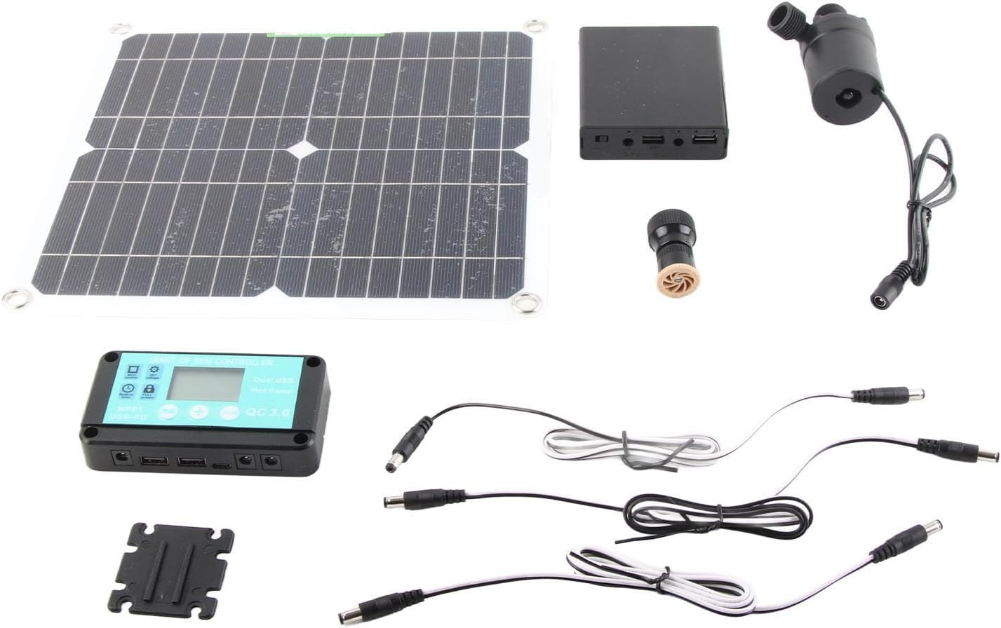Solar Water Pump Kit 50W Solar Panel 22W Water Fountain Pump with Battery Box Timing Controller image number 2