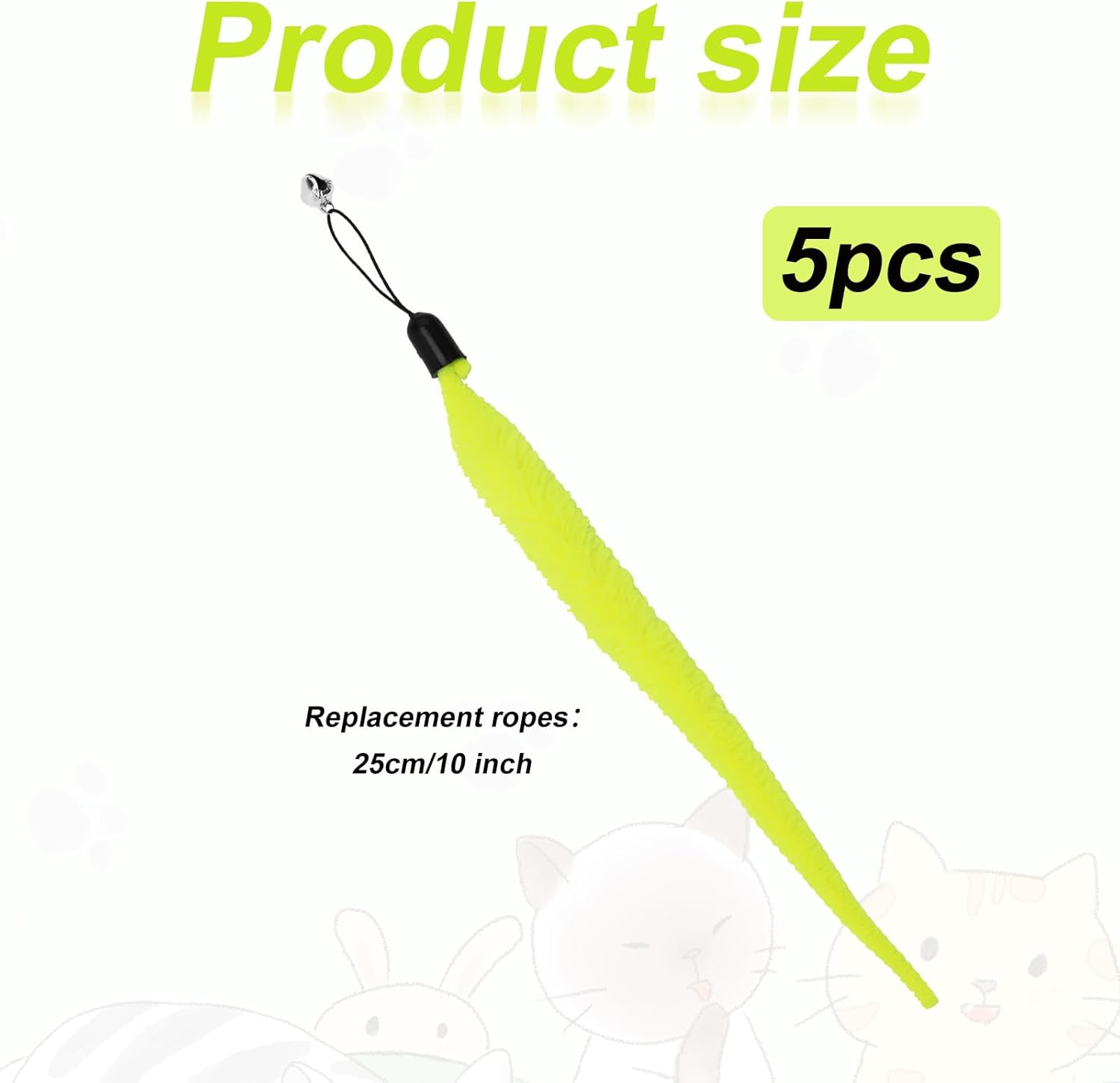 BOXOB Pack of 5 Replacement Tails for Cat Ball Toys, Fun Interactive Cat Wand Replacement Automatic Movement Cat Toy Ball Attachment Rope Refills Compatible with Speedy Tail 2.0 image number 6