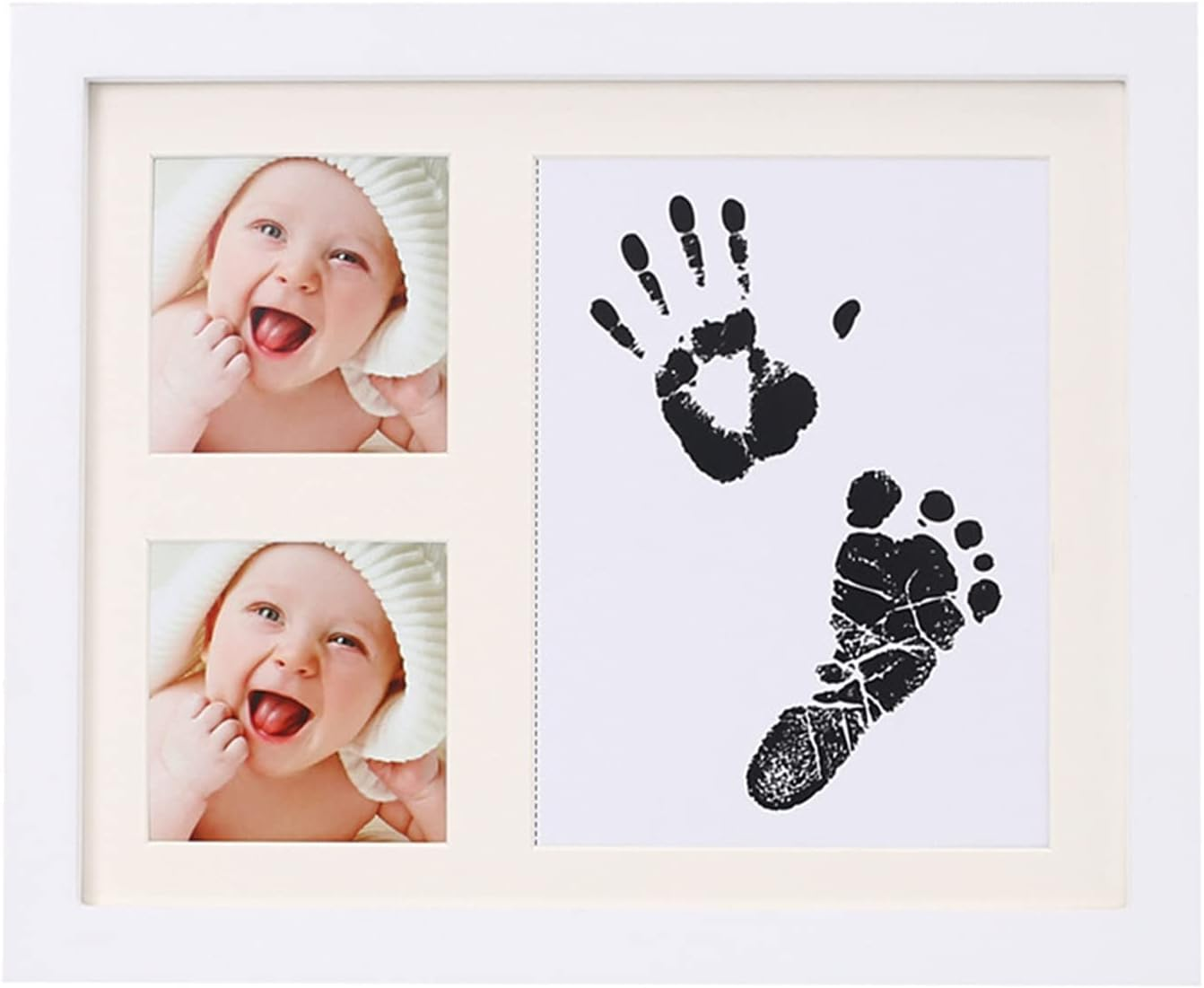 Newborn Baby Handpri and Footpri Picture Frame Kit Baby Keepsake Frames Picture Frame Kit with Ink Pad Infa Shower S for New Parents White Frame with Black Ink Pad image number 6