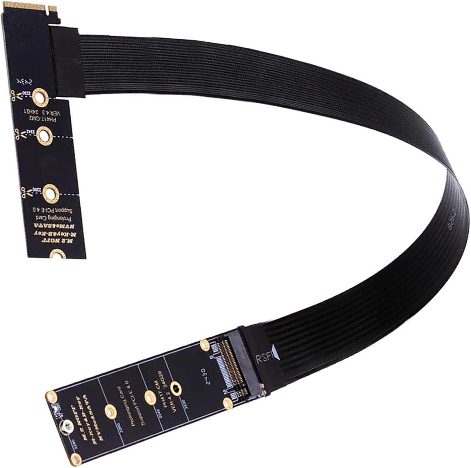 Sintech M.2 Nvme Extension Cable, NGFF M-Key Pcie 3.0 SSD Extender Card with Anti-Electromagnetic Foiled Cable, 20CMS (Silver Cable)