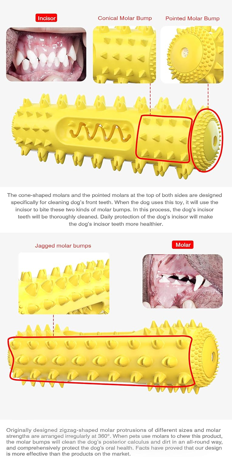 Dog Chew Toys for Aggressive Chewers, Dog Toothbrush Care Cleaning Stick, Puppy Toothing Chew Toy for Small Middle Dog (Yellow) - Lakes Blue image number 6