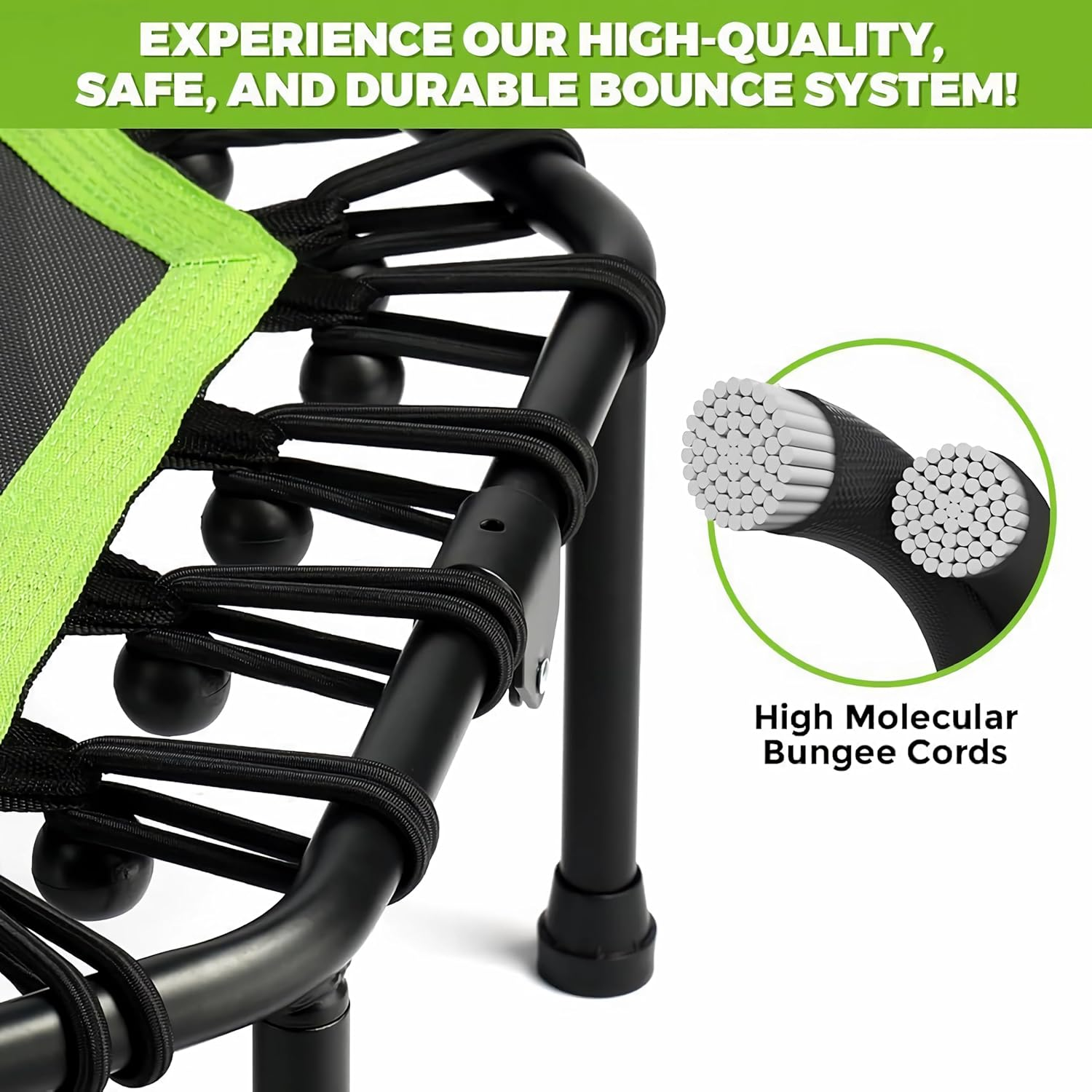 Green Quiet Bungee Rebounder with Adjustable Handle &ndash; Noiseless Cardio Trampoline for Adult Fitness, Home Workout & Low-Impact Exercise image number 1