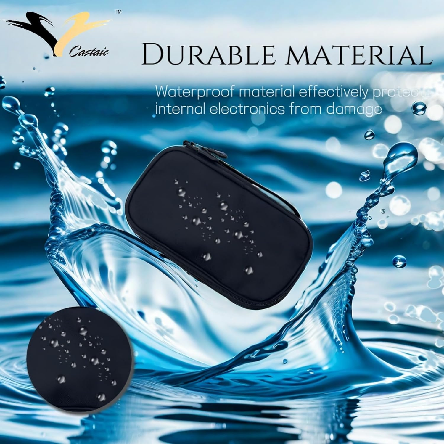 Castaic Travel Accessories Organizer Case Bag,Portable Waterproof Double Layers All-In-One Storage Bag for Cable, Cord, Charger, Phone,Sd Card,Power Adapter (Black) image number 4