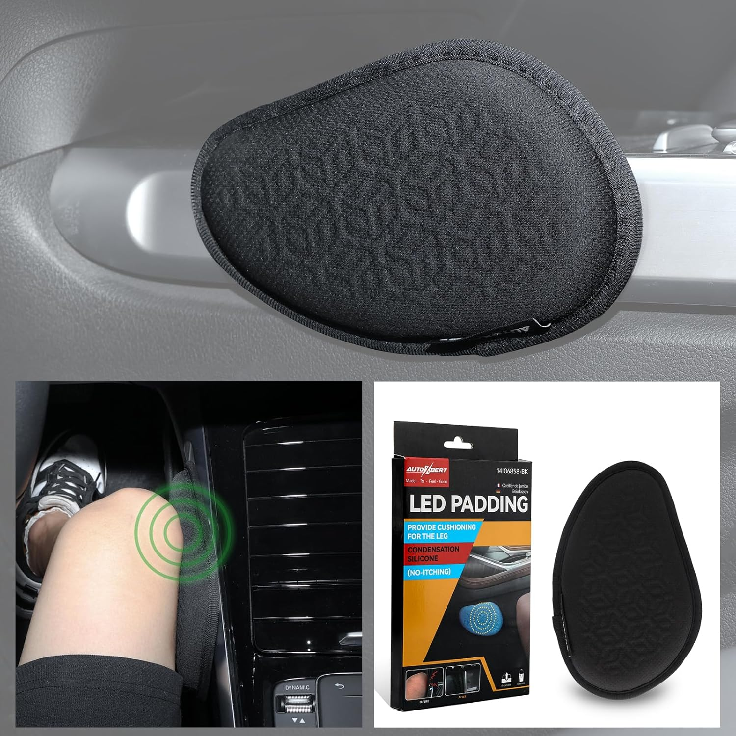 Car Knee Cushion Pads,Car Center Console Knee Leg Elbow Cushion Pad,Soft Knee Pads Accessories for Driver Side Mat Leg Pillow for Pain Relief,Door Armrest Protective Leather Armrest Pillow image number 3