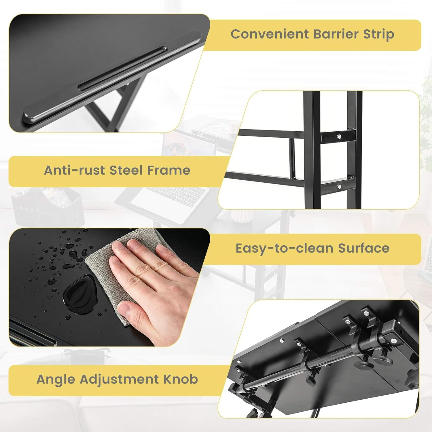 Costway Mobile Standing Desk, Laptop Cart W/Flip-Over Desktop, Portable Stand up Desk, Overbed Table W/Wheels, Computer Desk for Standing or Sitting, Height Adjustable Workstation for Home & Office image number 2