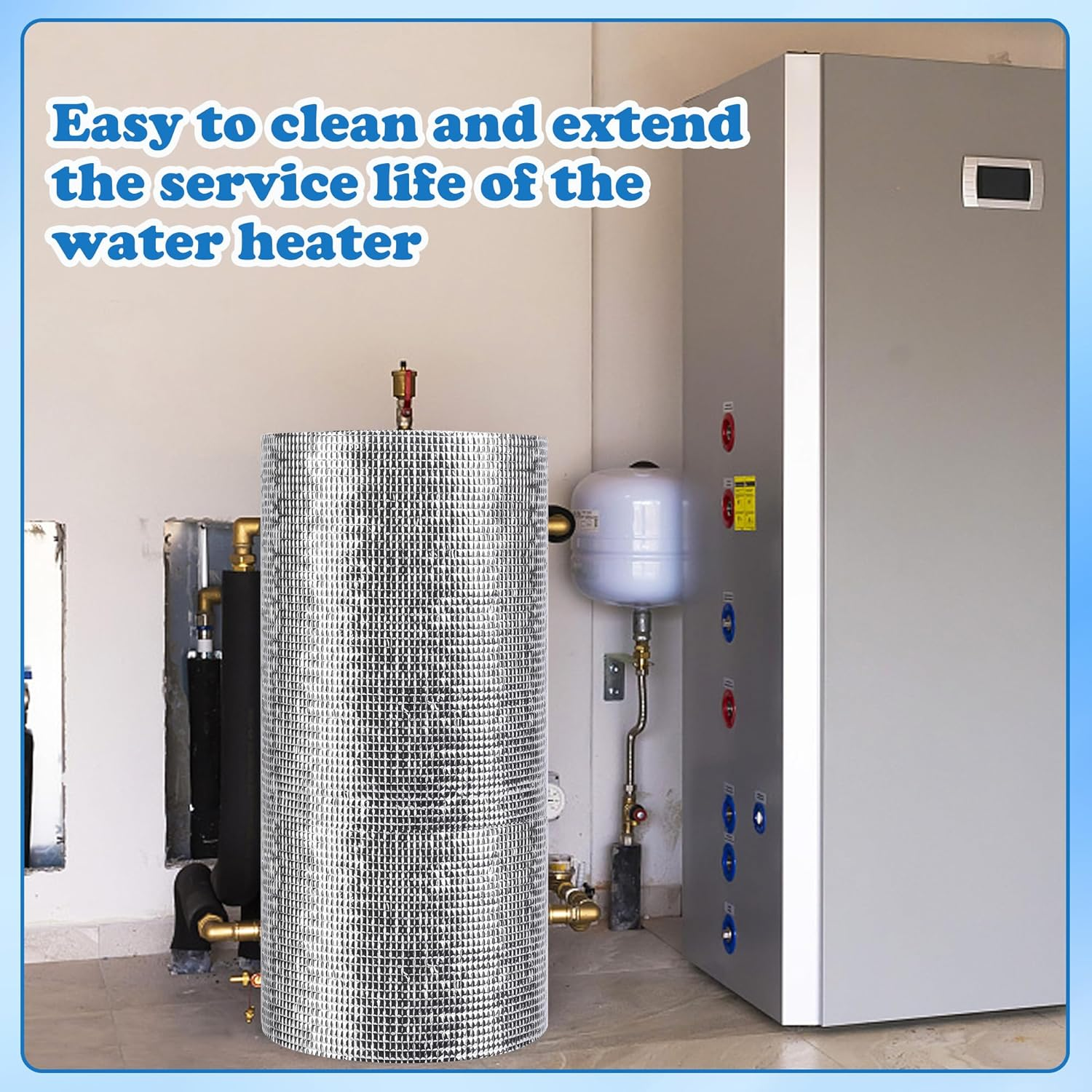 Moonoom Water Heater Blanket Insulation Wrap,13.1Ftx 15.7In Aluminum Foil Hot Water Heater Cover,Hot Water Heater Jacket for Winter Heater Insulation image number 5