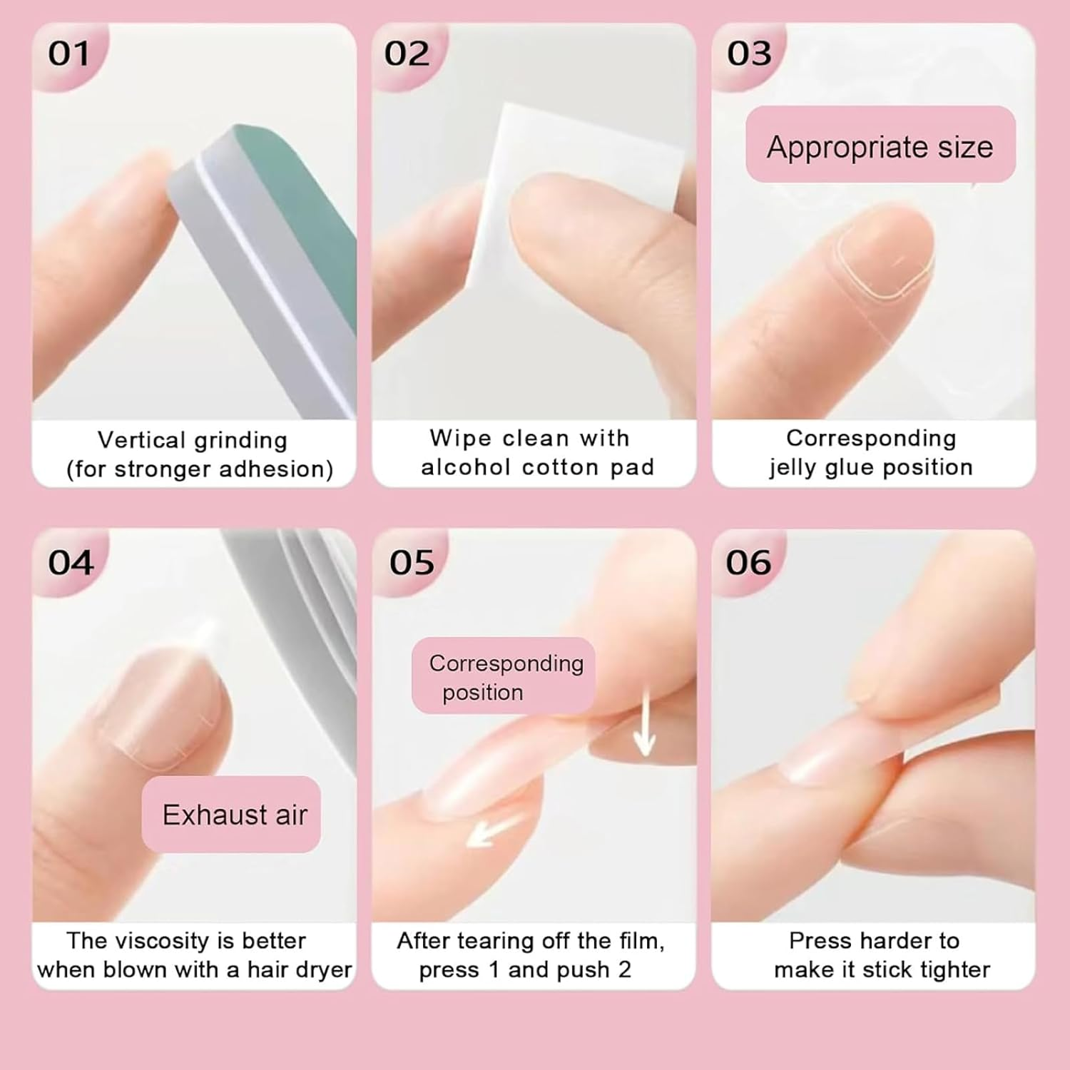 Press-On Toenails for Women-Short Square Glossy French Fake Toenails Pure Acrylic Full Cover Summer Nude Pink 24 Pcs in 12 Sizes with Gel Reusable Glue-On Toenails image number 4
