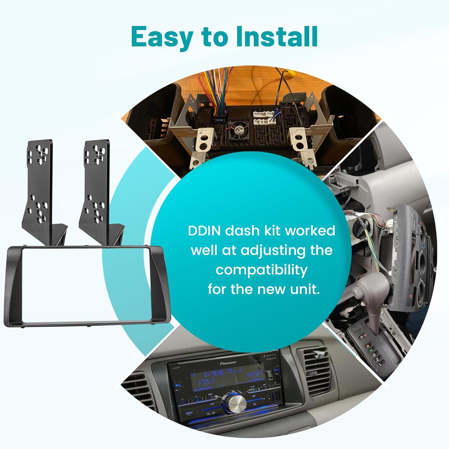 Nuith Double DIN Aftermarket Radio Installation Dash Kit for 2003-2008 Toyota Corolla Radio Dash Stereo Mounting Installation Trim Bezel Bracket Kits image number 2