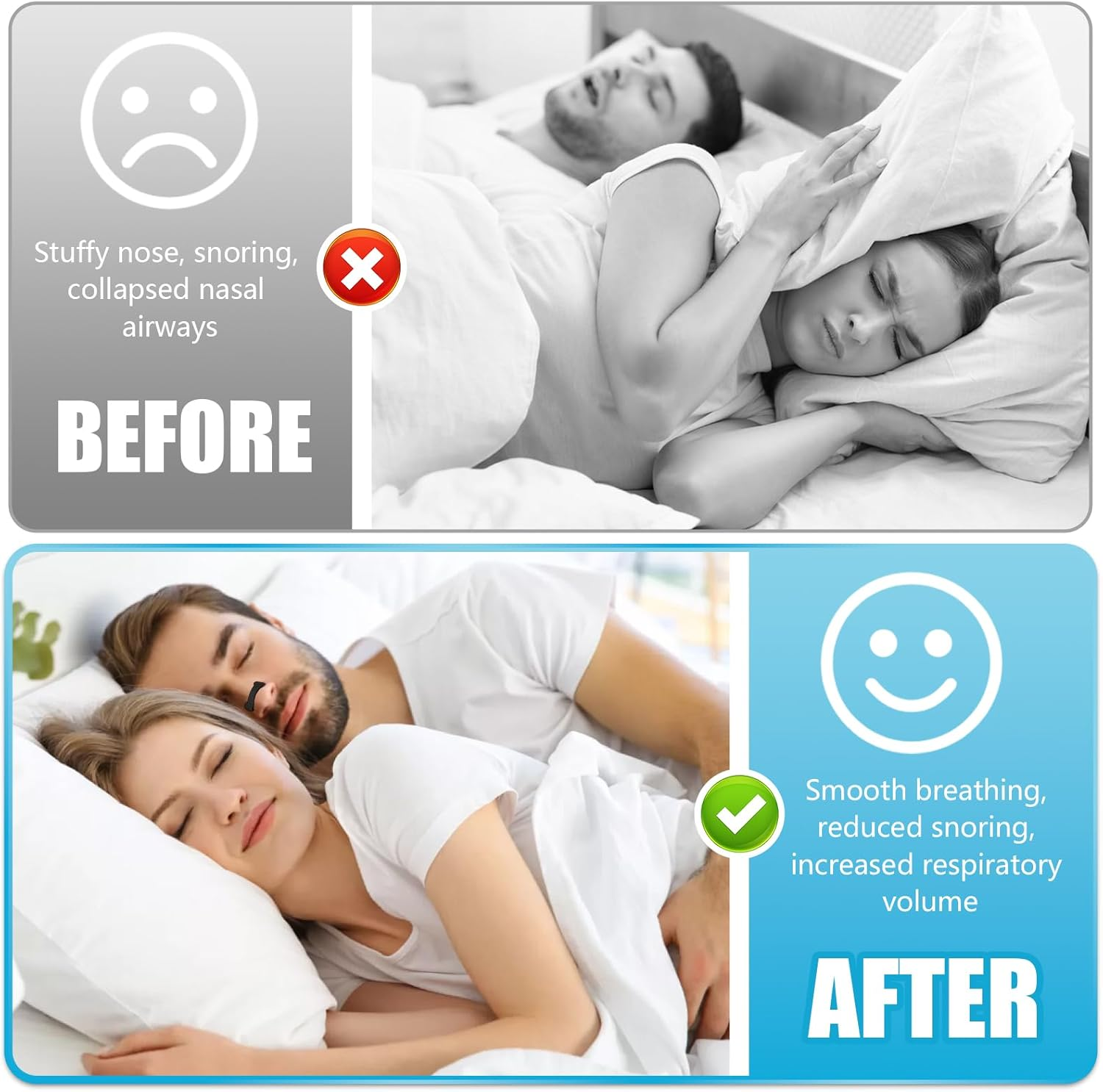 Nasal Strips，Magnetic Nasal Strips - Anti-Snoring & Better Sleep - Comfortable, Reusable Nose Strips with Improved Airflow, Portable Design for Travel & Home Use (60Pcs Black) image number 4