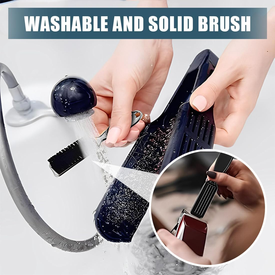 Pack of 2 Cleaning Brush, Blade Cleaning Brush, Nylon Brush, Nail Brush, Trimmer, Hairdressing Cleaning Brush, Hair Clippers Tool (Black and Silver) image number 3