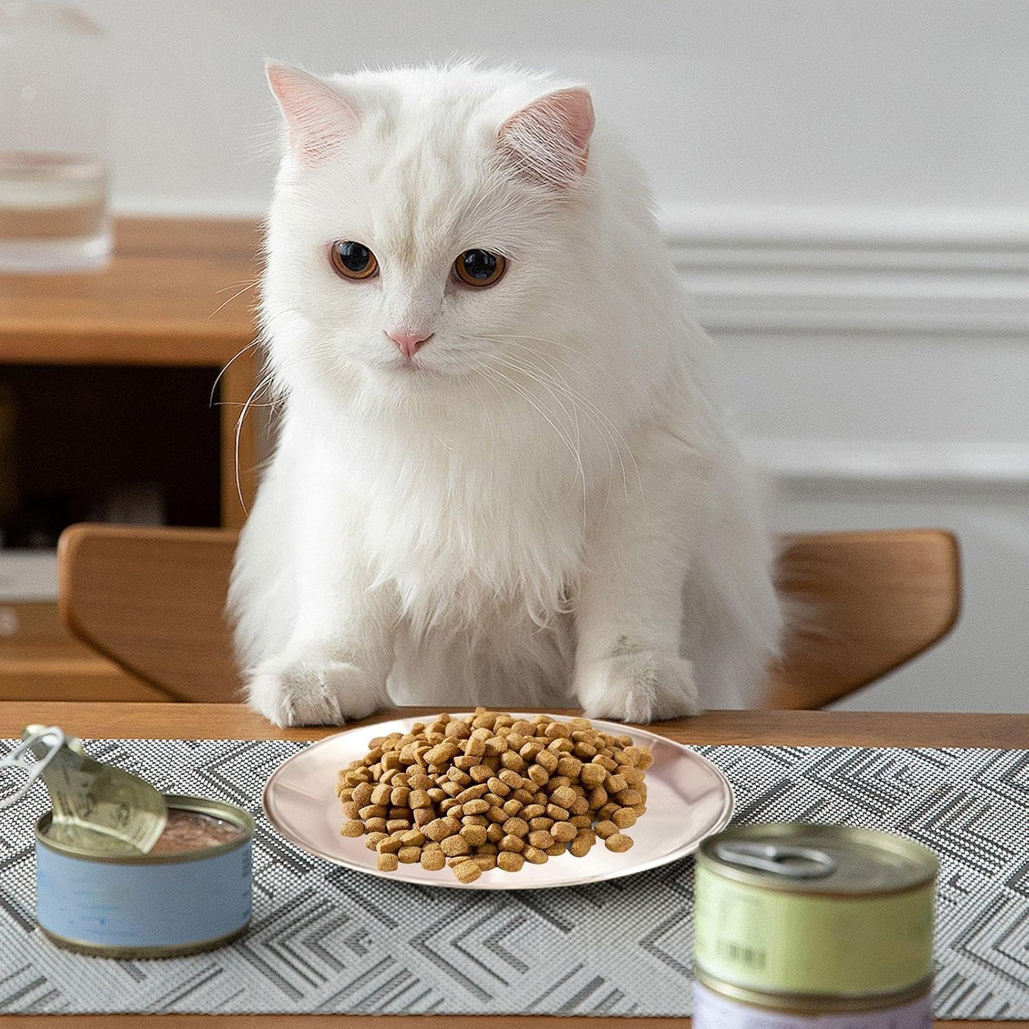 CVDYWDJIE Pack of 3 Stainless Steel Plates and 2 Cleaning Cloths, Cat Food Bowls, Pet Food Bowls, Shatterproof Trays, Pet Feeding Tools image number 1