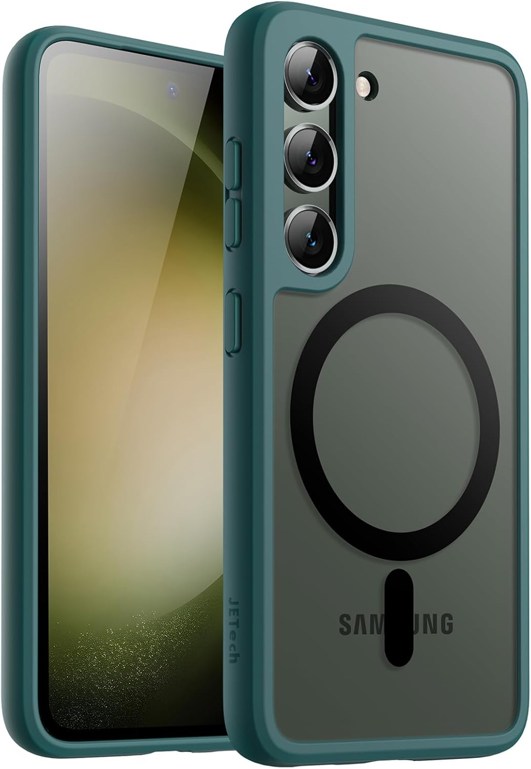 Jetech Magnetic Case for Samsung Galaxy S23 5G 6.1-Inch, Compatible with Magsafe, Translucent Matte Back Shockproof Phone Cover (Midnight Green)