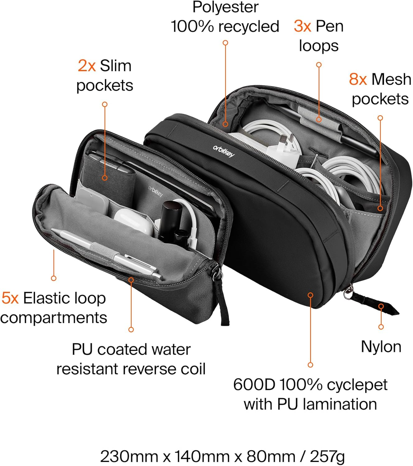 Orbitkey 2-In-1 Tech Pouch - Black