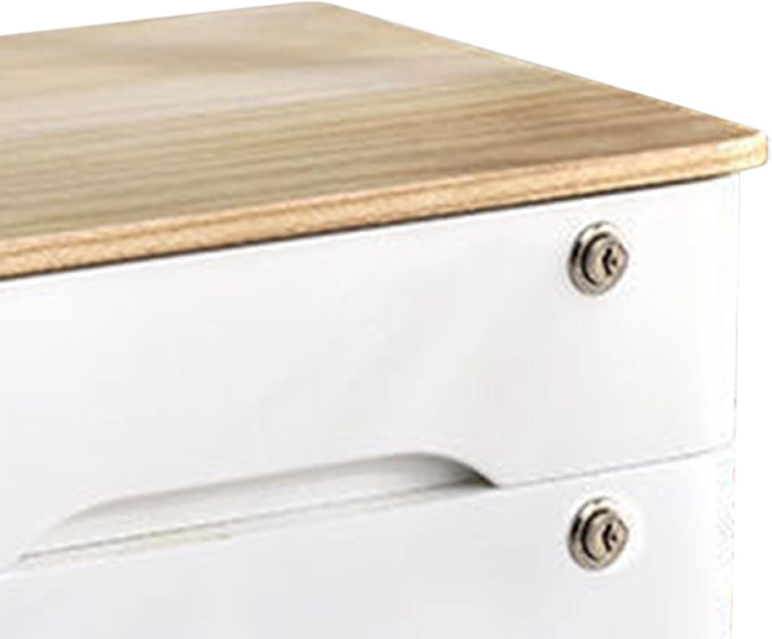 Weilaikeqi Wood Desktop Storage Box with Lock Wooden Tabletop Cabinet Storage Drawer for Counter, Wooden White - Brown image number 7