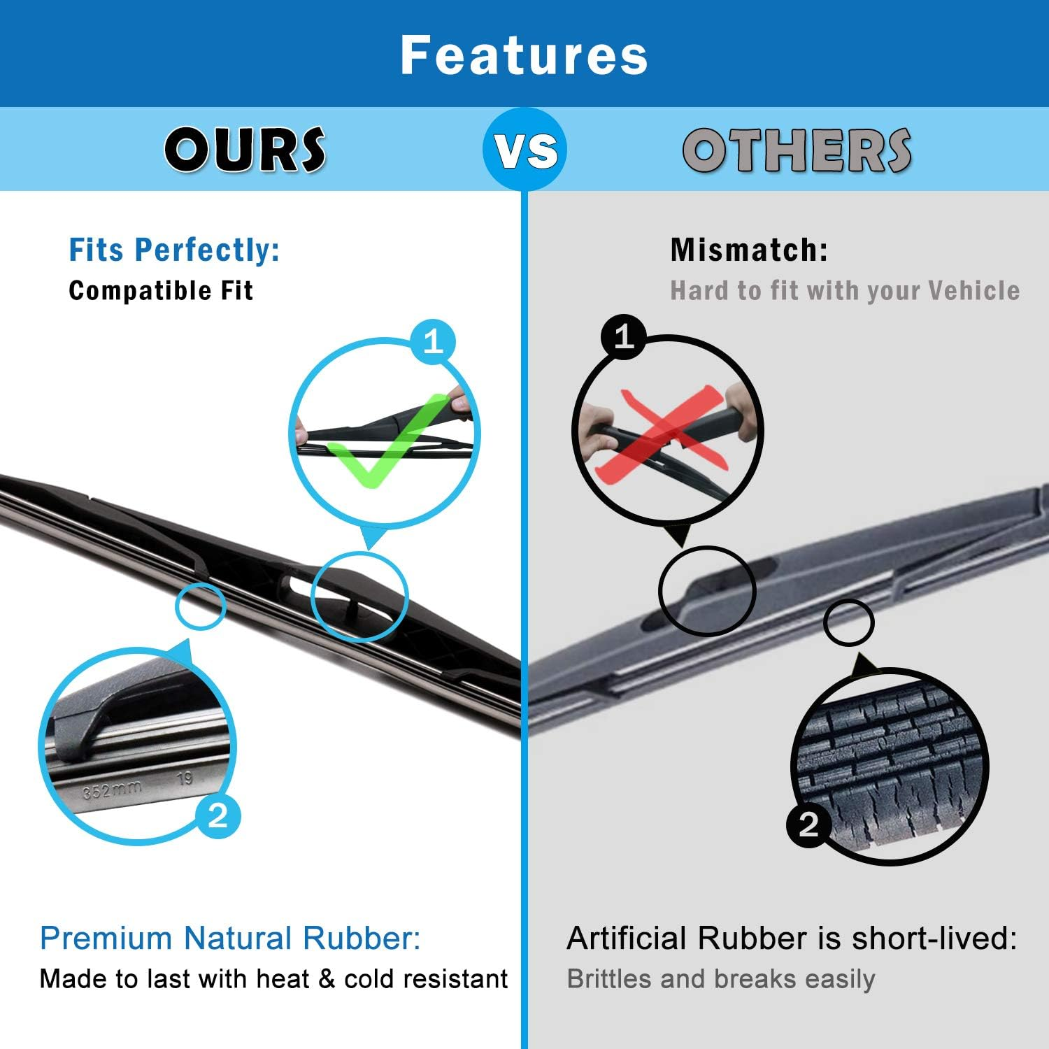 WTI Rear Wiper Arm Blade Set Compatible with Honda CRV 2007-2011 CR-V SUV Rear Windshield Window Wiper Kits Assembly New Replacement Accessories Parts Fit 76720SWA003 76720-SWA-003