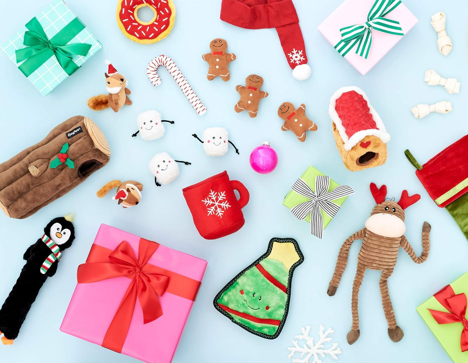 Zippypaws Holiday Crinkle - Squeaky Plush Dog Toy (Reindeer, Large) image number 4