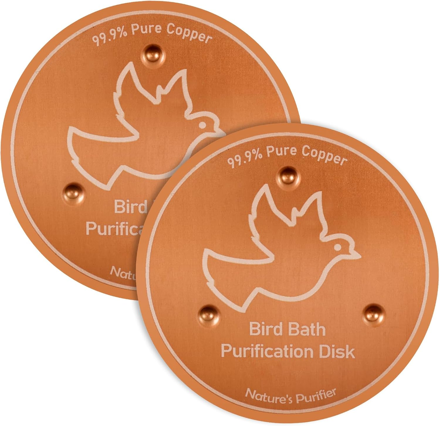 2Pcs Delicate Bird Bath Copper Disk, Universal Practical Bird Bath Purification Disk for Outdoor Birdbath Bowl Garden Fountain (Style2) image number 2