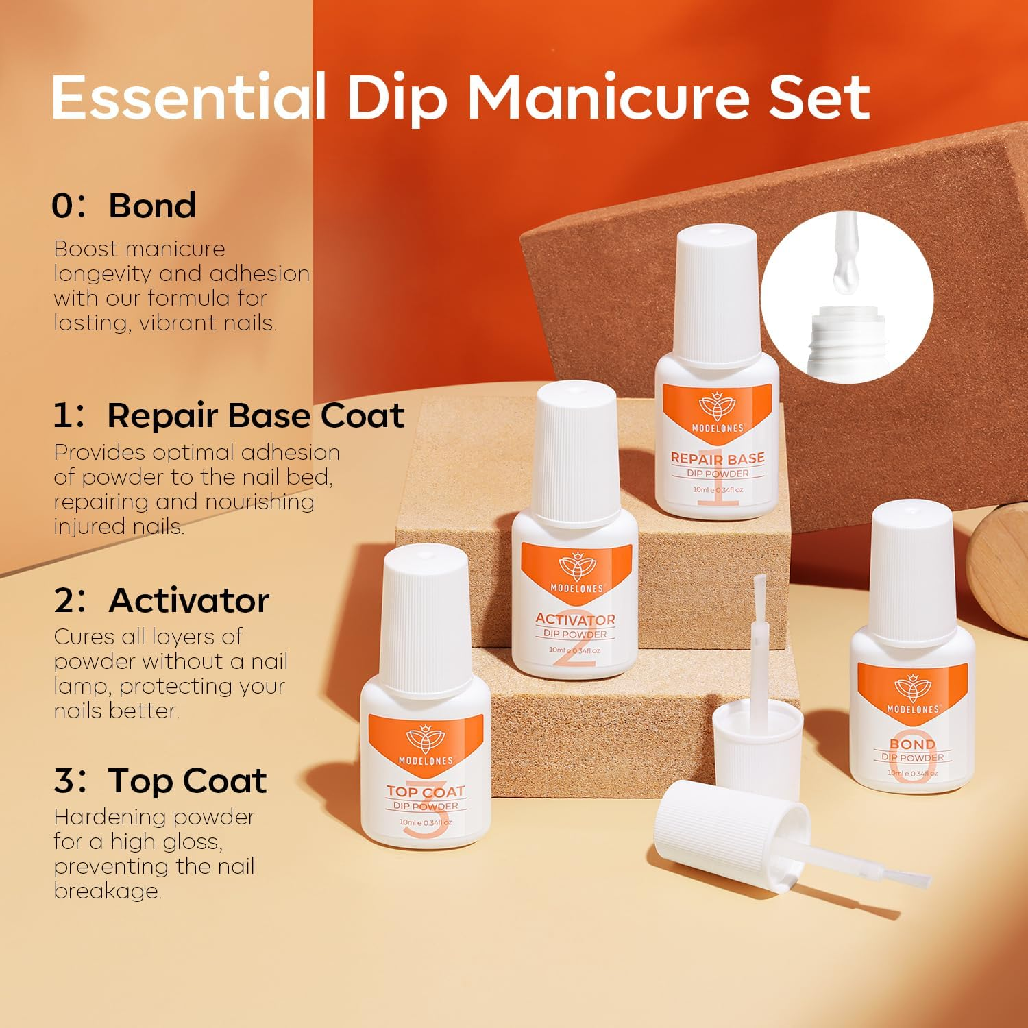 Modelones Christmas Dip Powder Nail Kit, 20 Colors Red Green Orange Dipping Powder Liquid Set Base&Top Activator for French Nail Art Salon DIY Kit image number 2