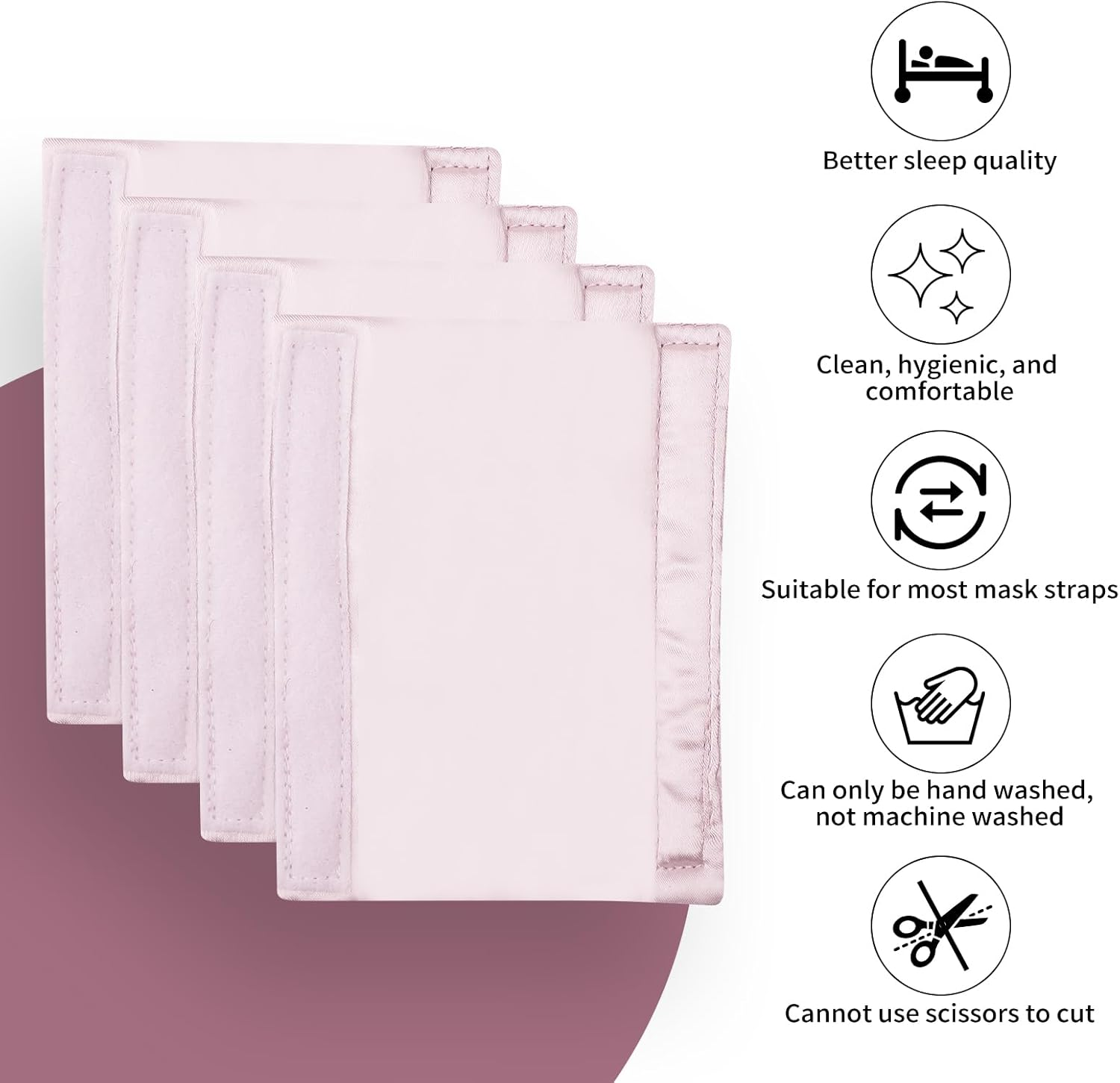 4 Pack Satin Mask Strap Covers, Universal and Reusable Comfort Pads, Face Cushion Cover for Strap Headgear, C P a P Accessories & Supplies Mask Cover Headgear Pads for Reducing Red Marks image number 5