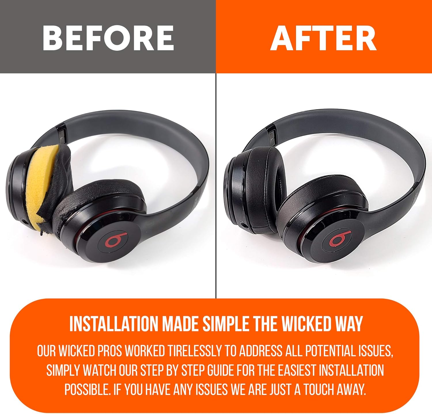 WC Extra Thick Replacement Earpads for Beats Solo 2 & 3 by Wicked Cushions - Ear Pads for Beats Solo 2 & 3 Wireless On-Ear Headphones - Soft Leather, Luxury Memory Foam, Strong Adhesive | Black - Anthracite image number 2