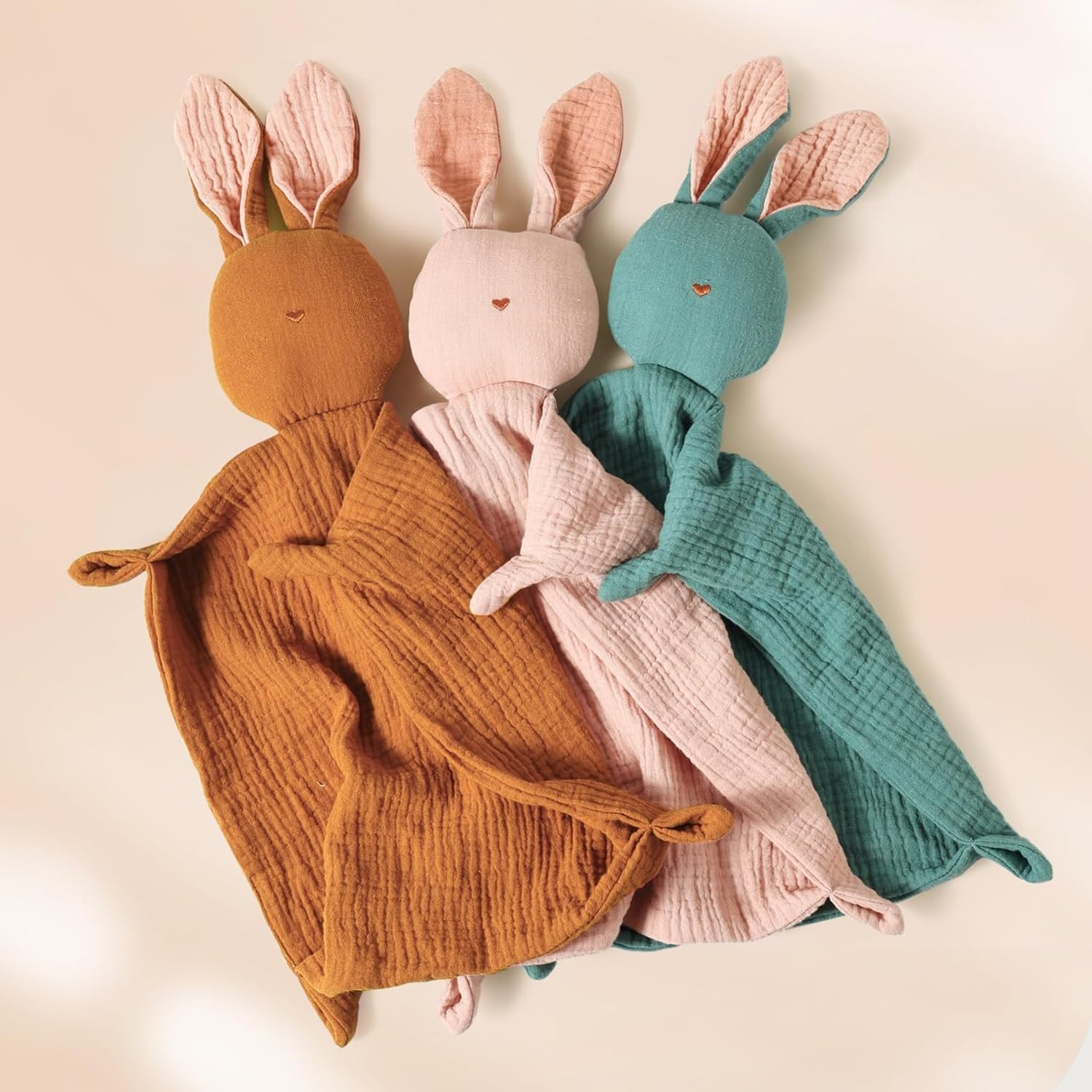 Insular Muslin Baby Lovey Security Blanket Soothing Towel (Khaki) image number 5