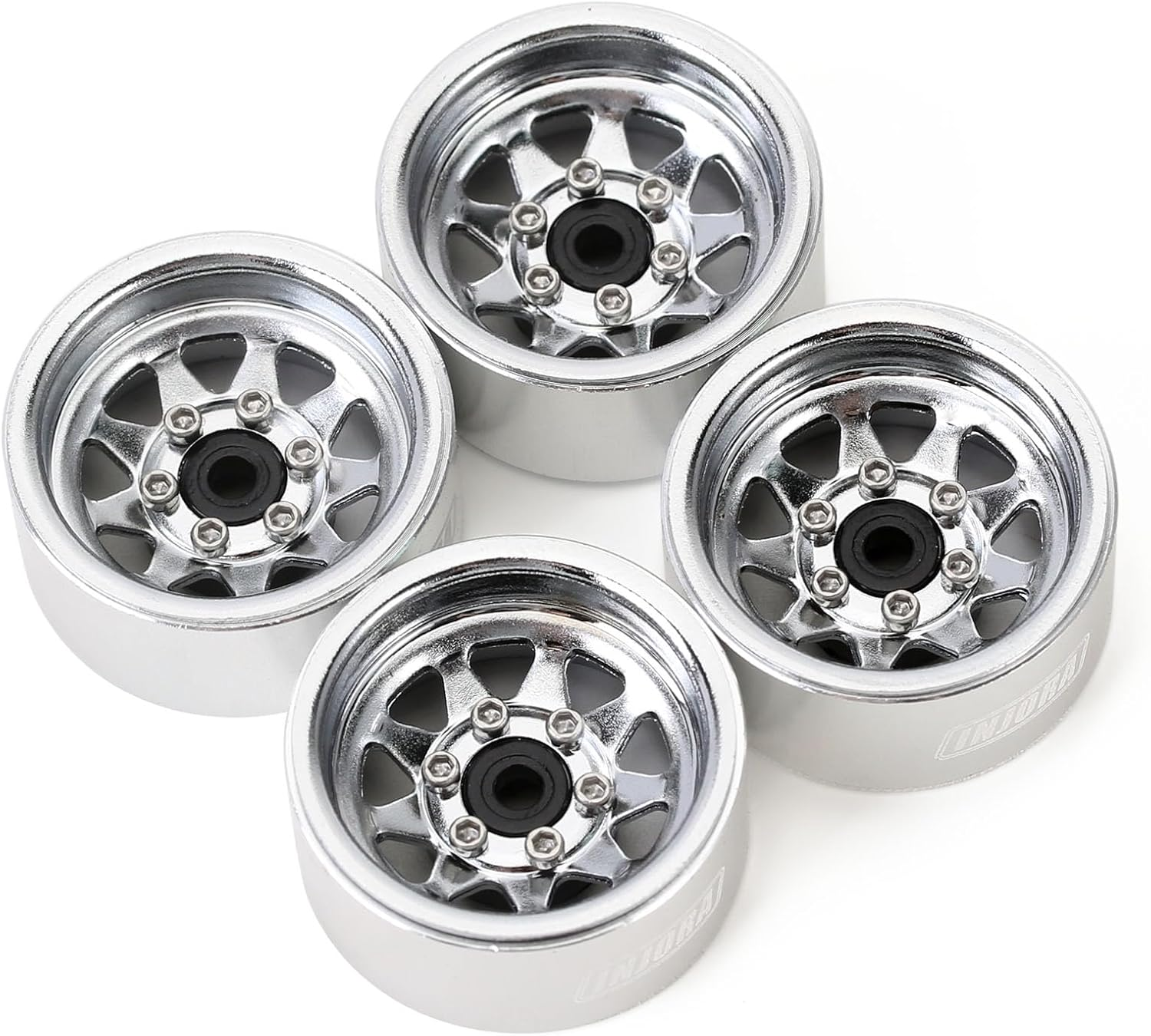 INJORA 1.0 Beadlock Wheel Stamped Steel Beadlock Deep Dish 1.0" Wheels for Axial SCX24 Gladiator Deadbolt Bronco C10 JLU Upgrade Parts(Silver) image number 6