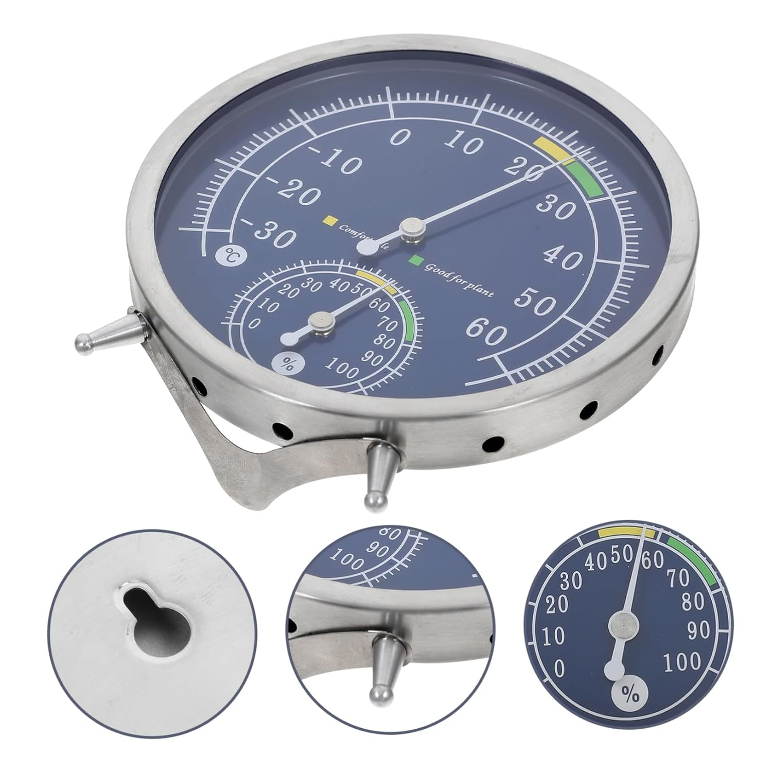 Stainless Steel Sauna Temperature Gauge Hygrometer Indoor Outdoor Thermometer Accurate Wall Mount and Tabletop for Office Warehouse Home Use image number 1