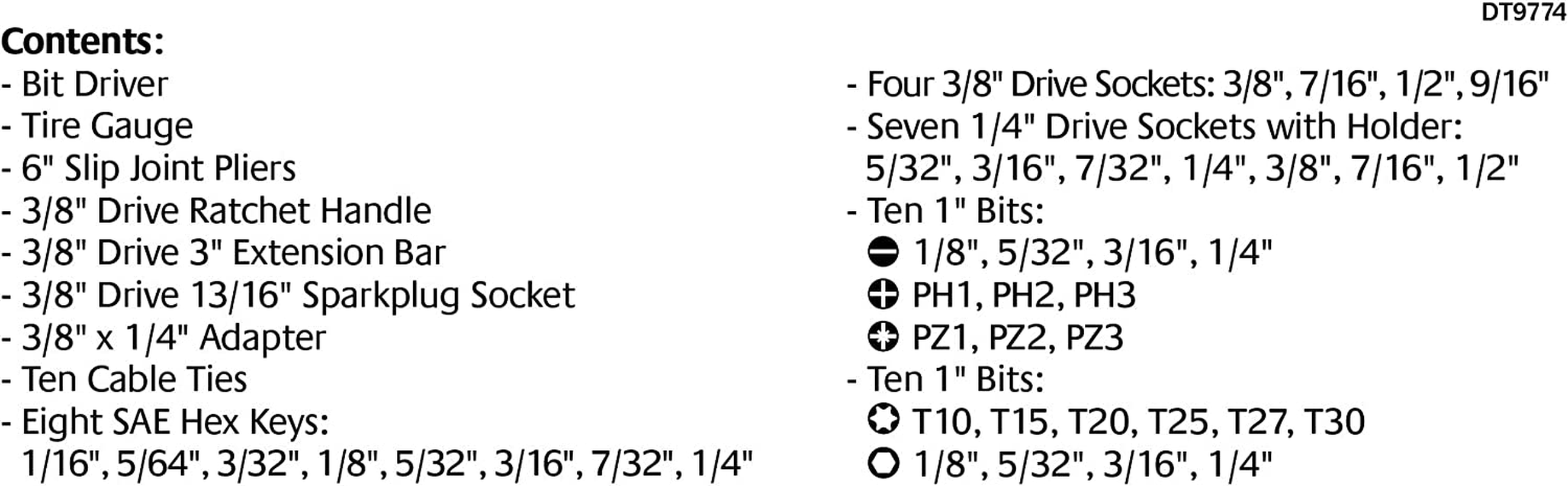 Apollo Tools DT9774 56 Piece SAE Auto Tool Kit in Compact Zippered Case with Most Useful Mechanics Tools image number 4