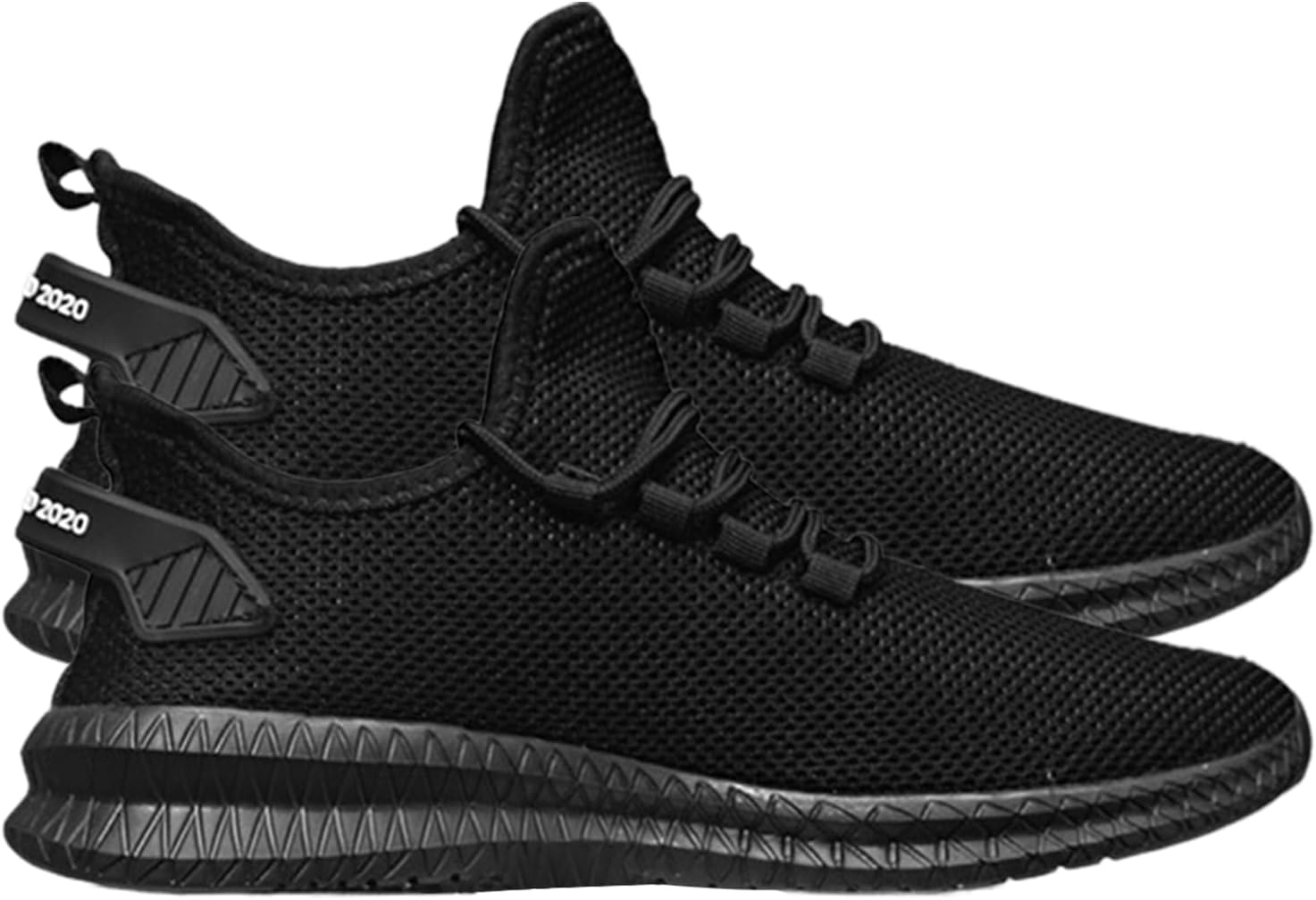 BORATO Men Trainers Running Shoes, Slip on Breathe Mesh Walking Shoes, Comfort Wedge Platform for Fitness Jogging, 40-44 Black image number 3