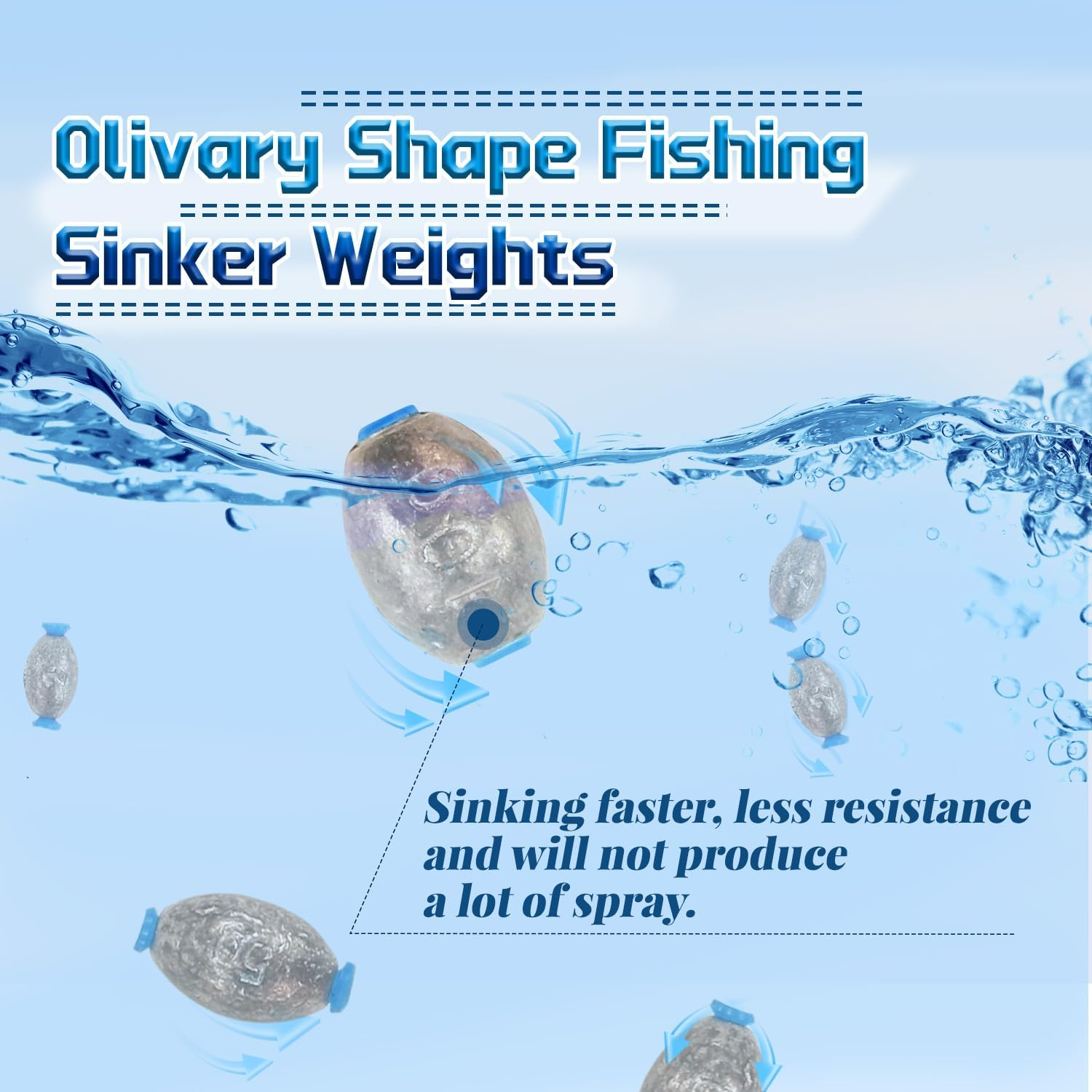 WALWAL Fishing Egg Sinker Weights, Olive Shape Inner Bass Lead Casting for Saltwater and Freshwater(2G*12+5G*12+10G*12) image number 5